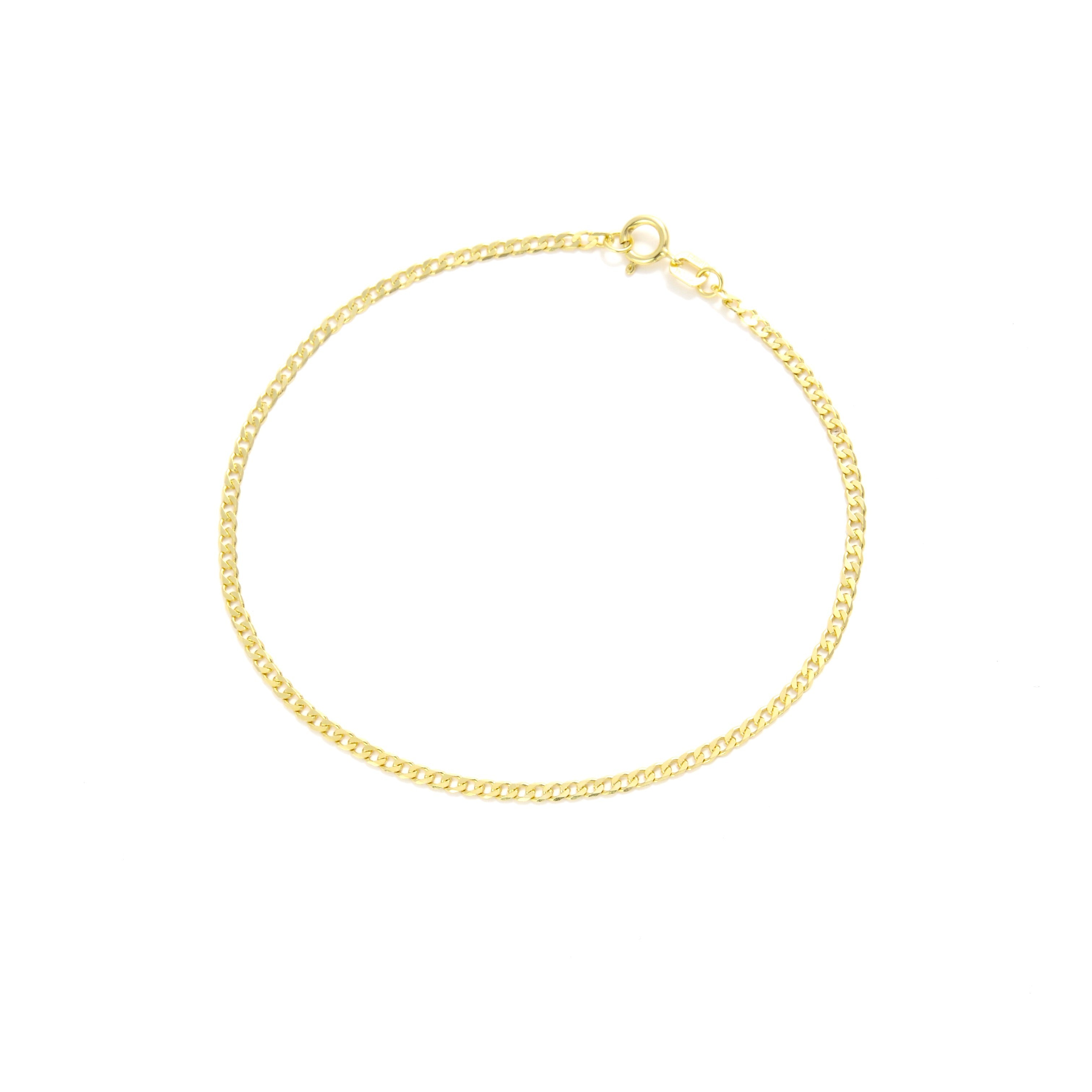 14K Gold Thin Curb Chain Bracelet