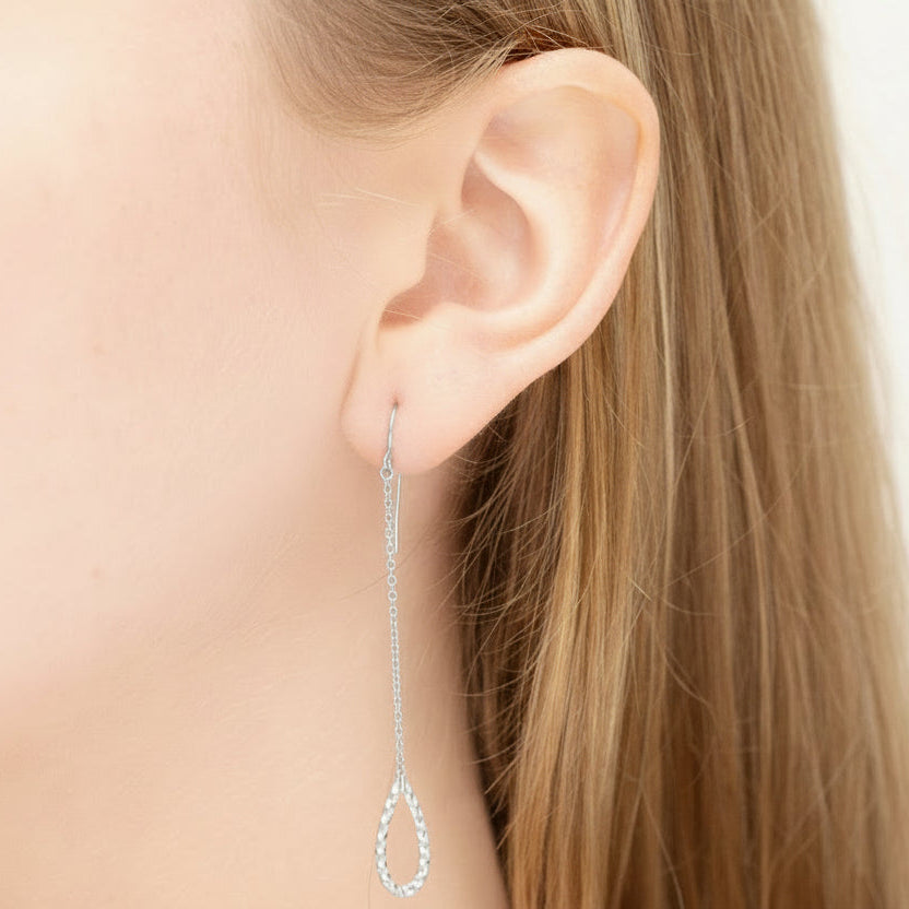 14K Gold Pear Shaped Drop Chain Earrings