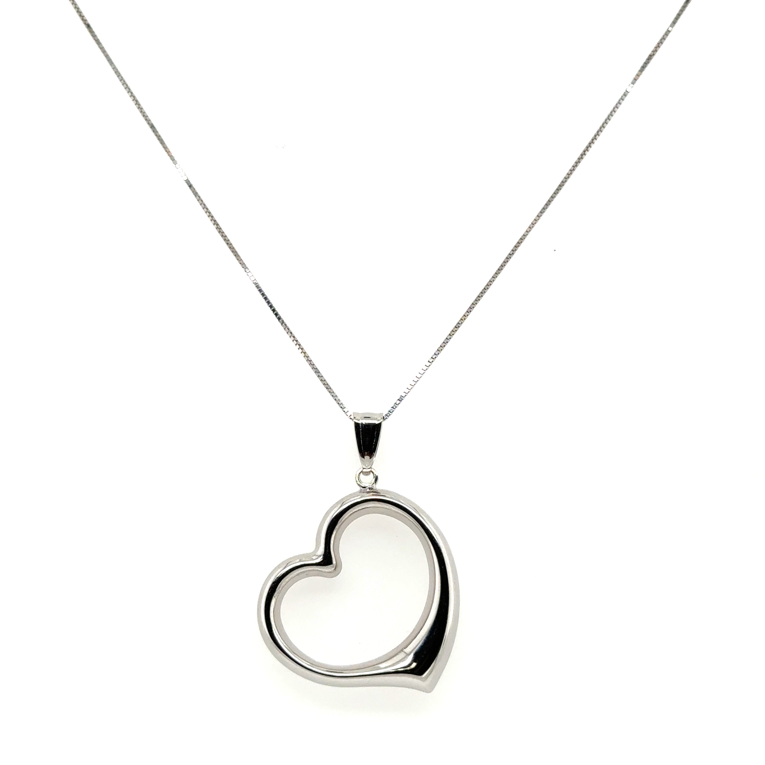 14K Gold Large Open Heart Pendant Necklace