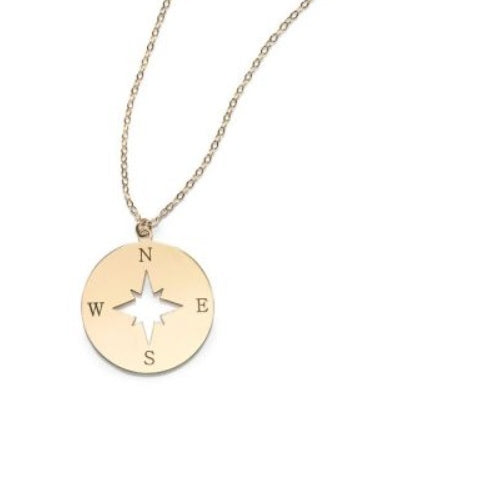 14K Gold North Star Compass Necklace