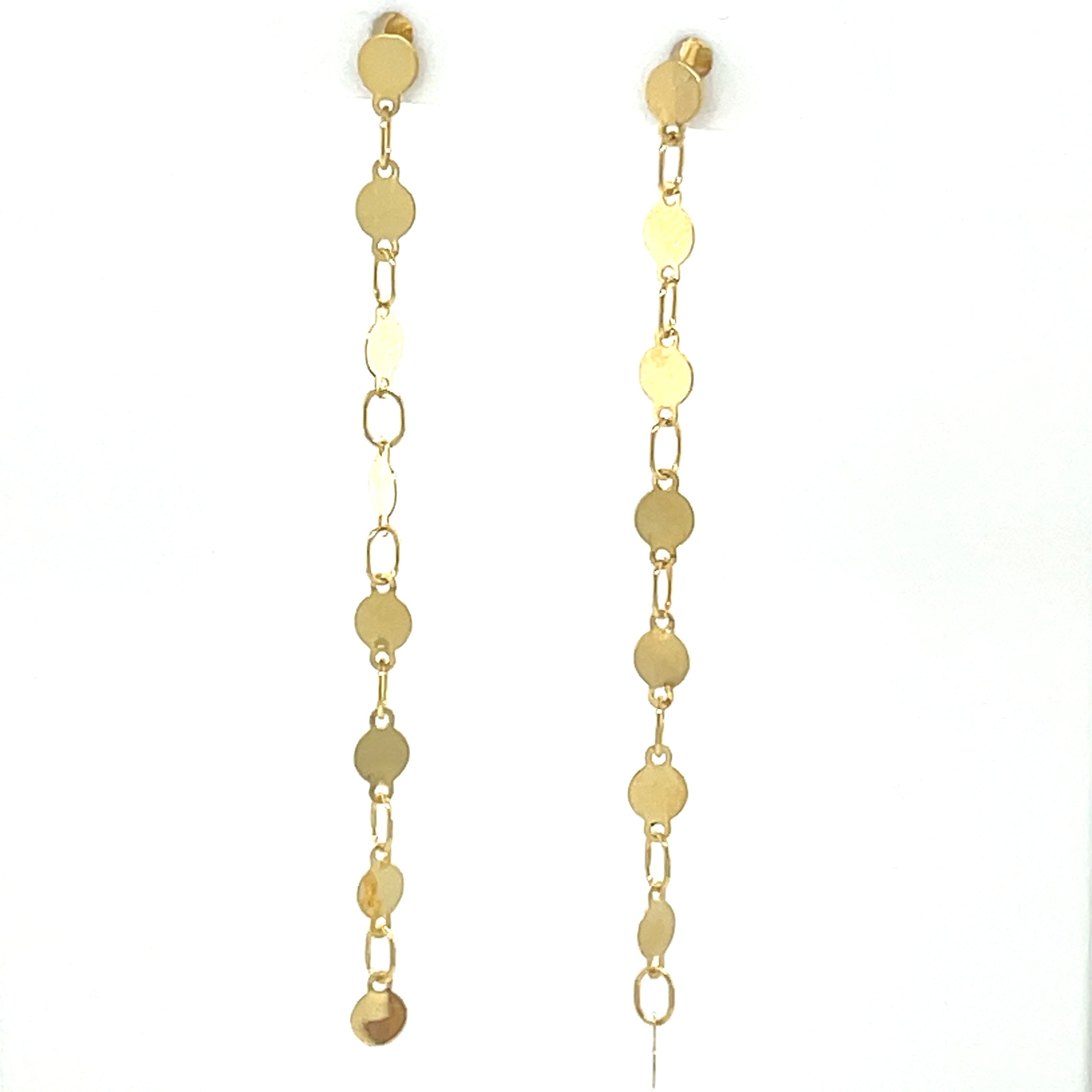 14K Gold Mirror Drop Chain Earrings