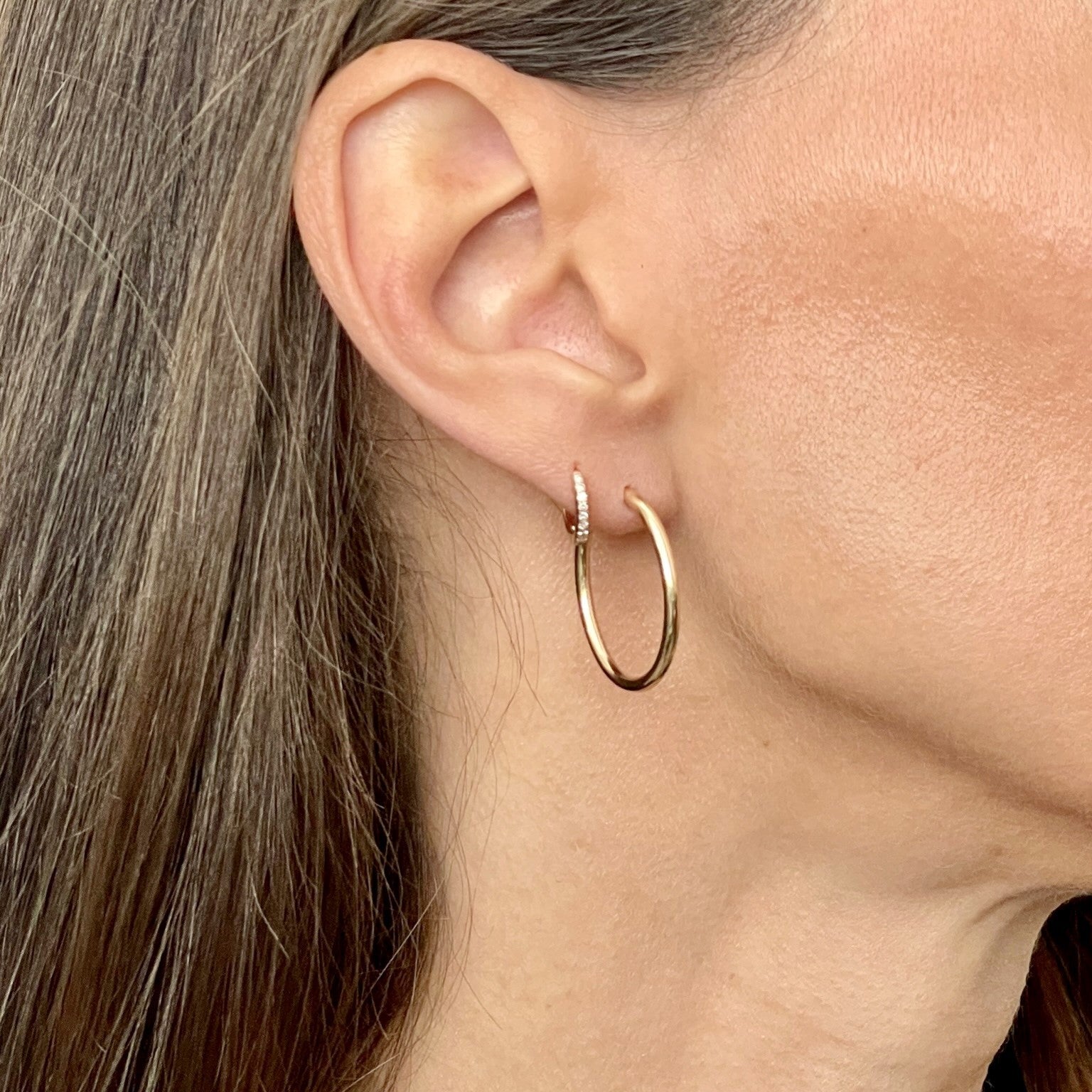 14K Gold Endless Oval Hoops