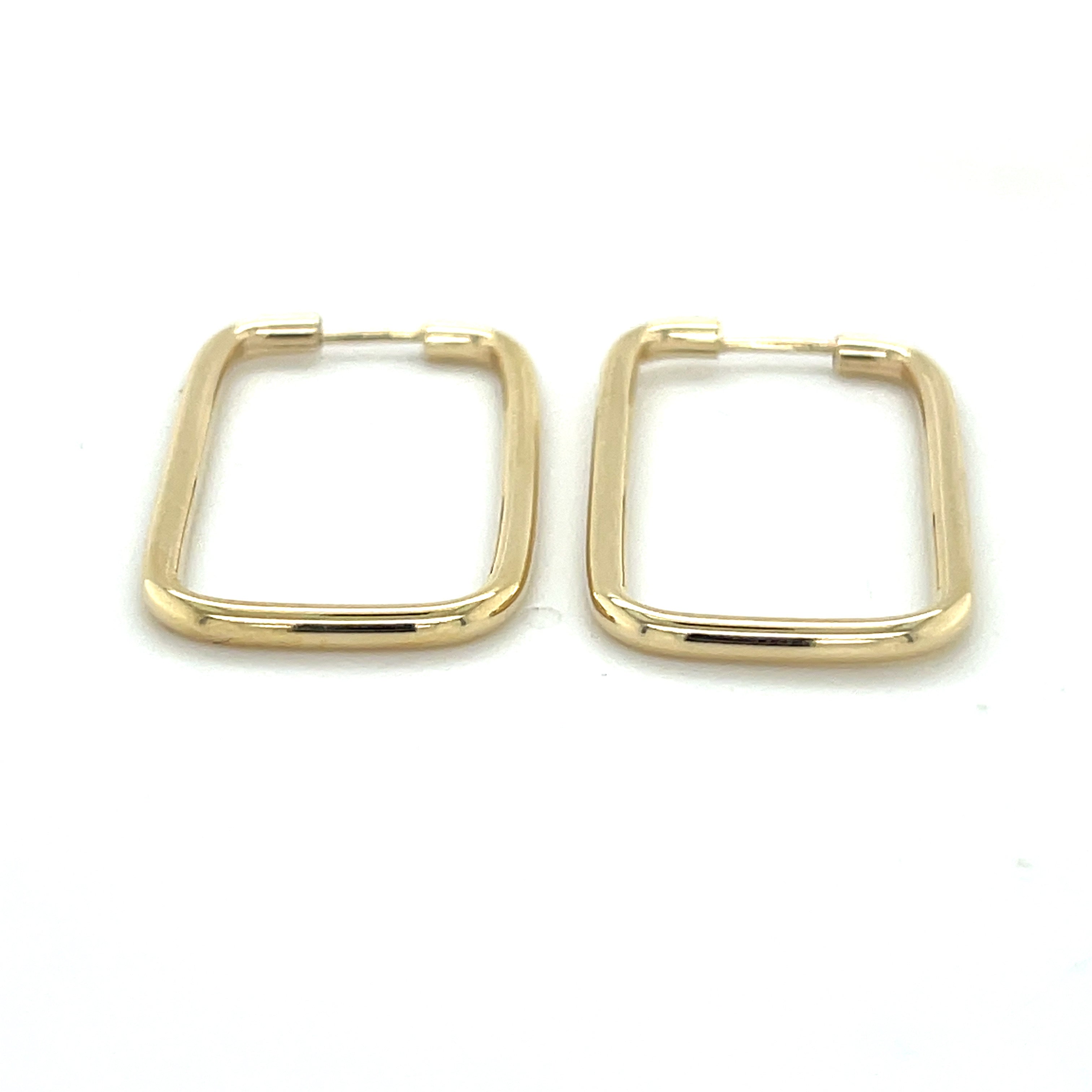Large 14K Gold Endless Rectangle Hoops
