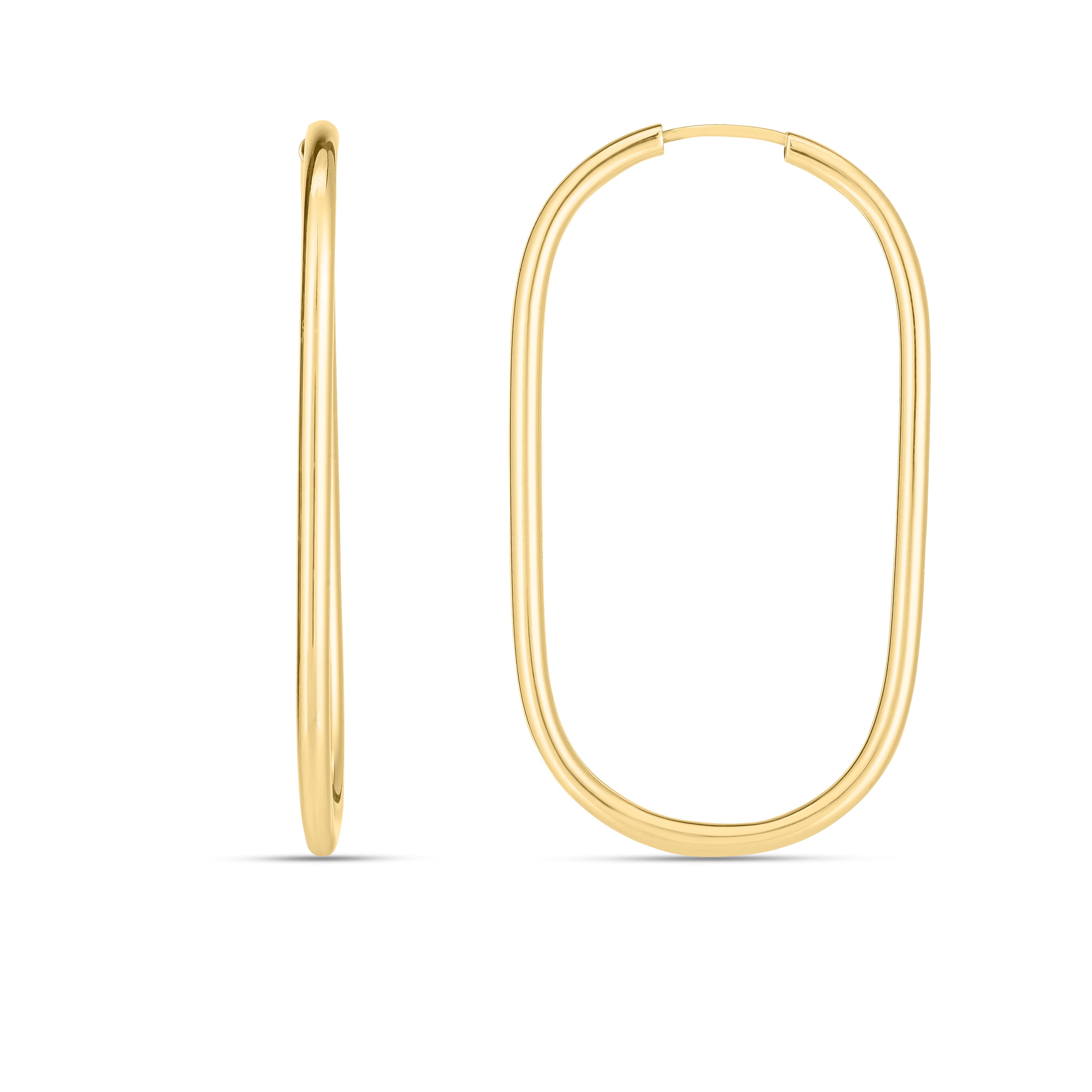 14K Yellow Gold Large Endless Oval Hoop Earrings