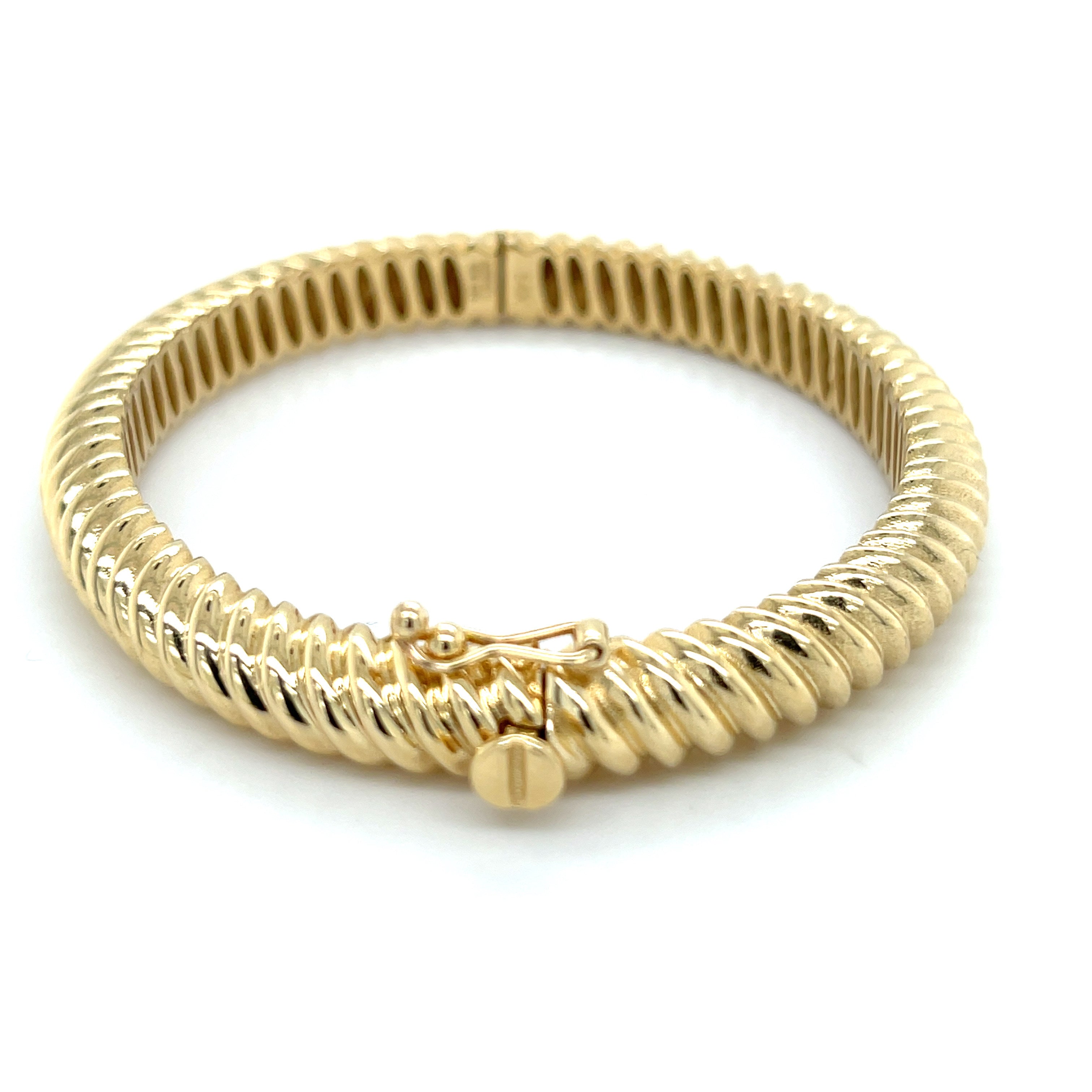 14K Gold Twist Cable Bangle Bracelet