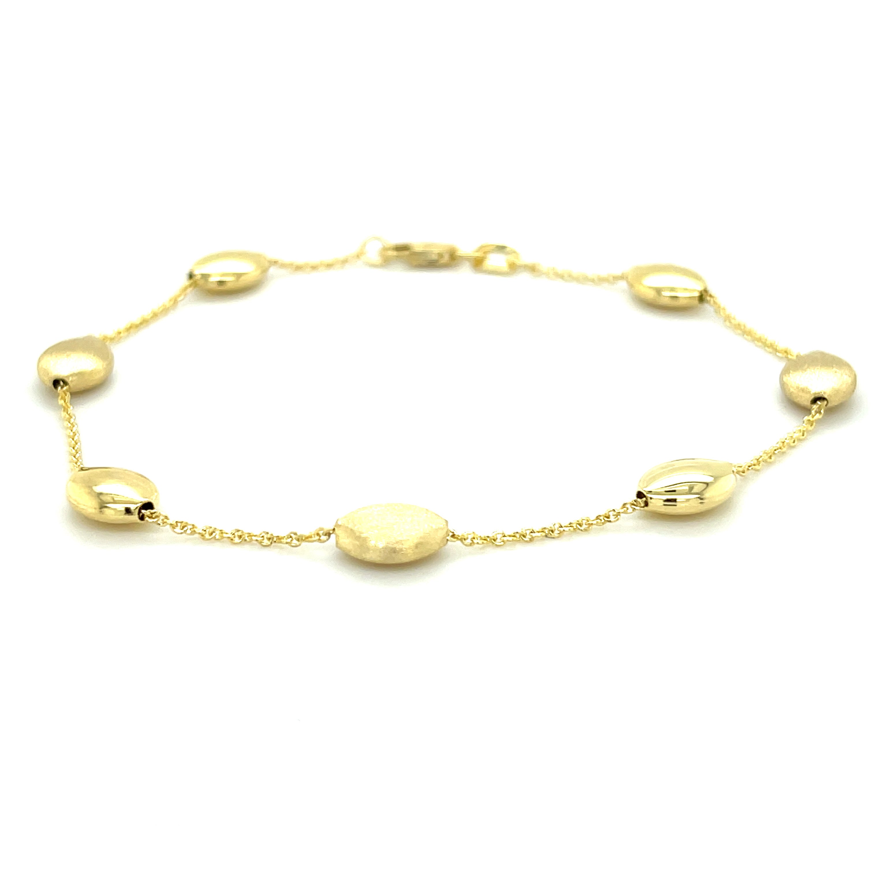 14K Gold Pebble Link Bracelet Women
