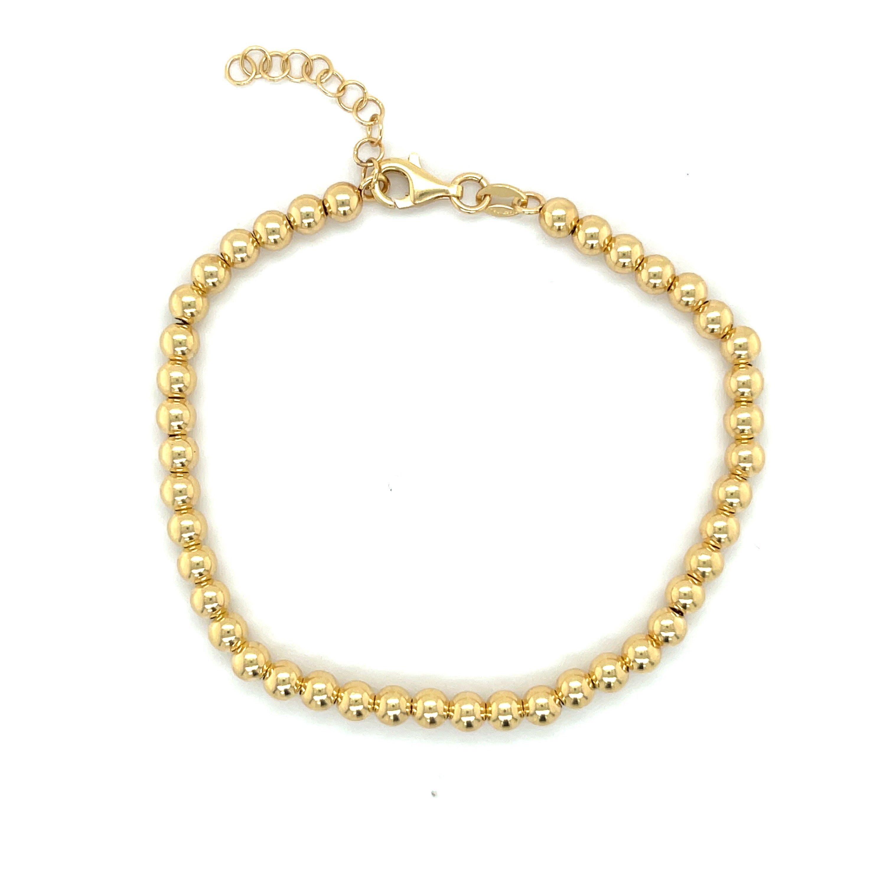 Store Hammered Beads Rolo Chain Bracelet / 10k Yellow, White, Rose Real Gold /Diamond-Cut / Minimalist Bracelet / Mothers Day Gift