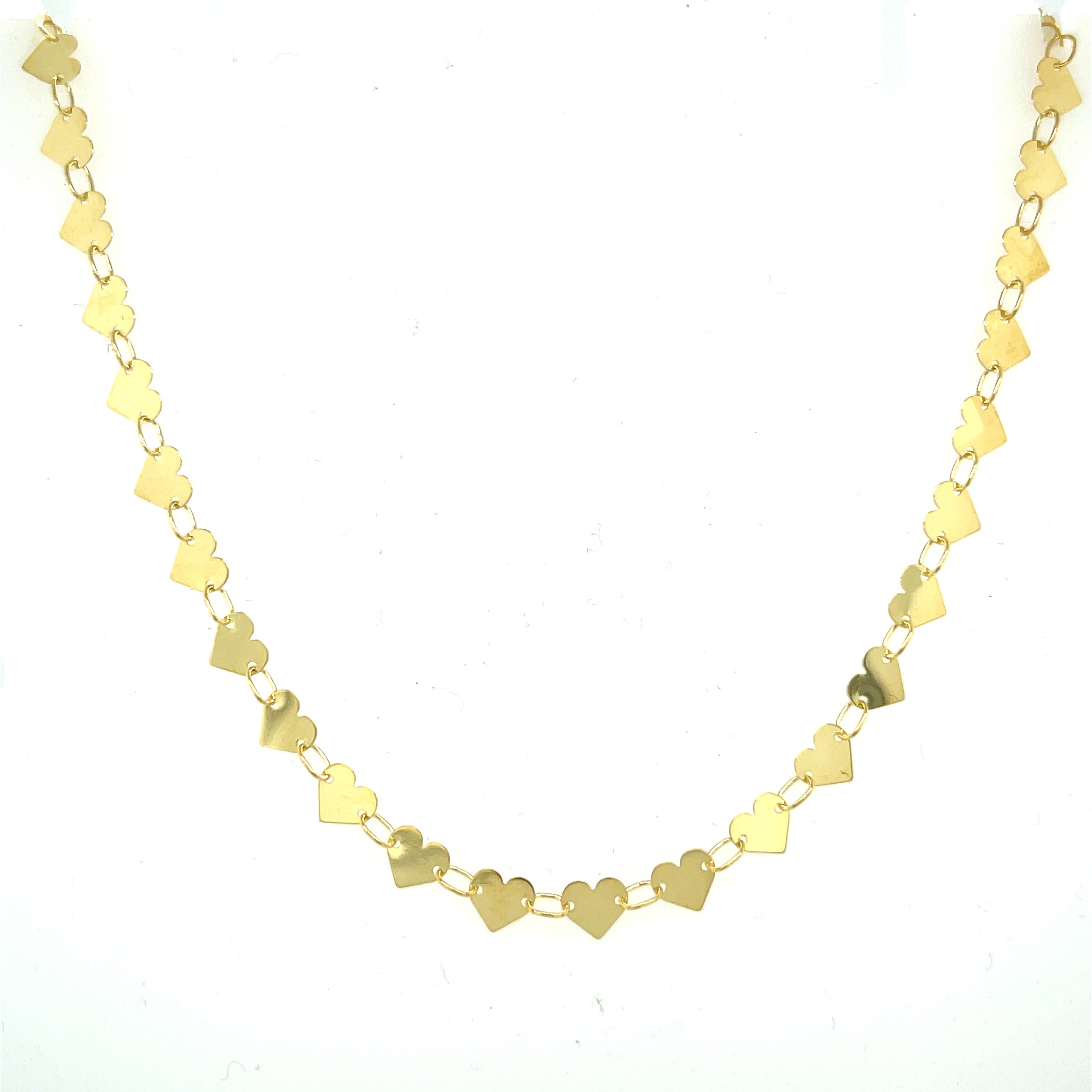 14K Gold Heart Mirror Link Necklace