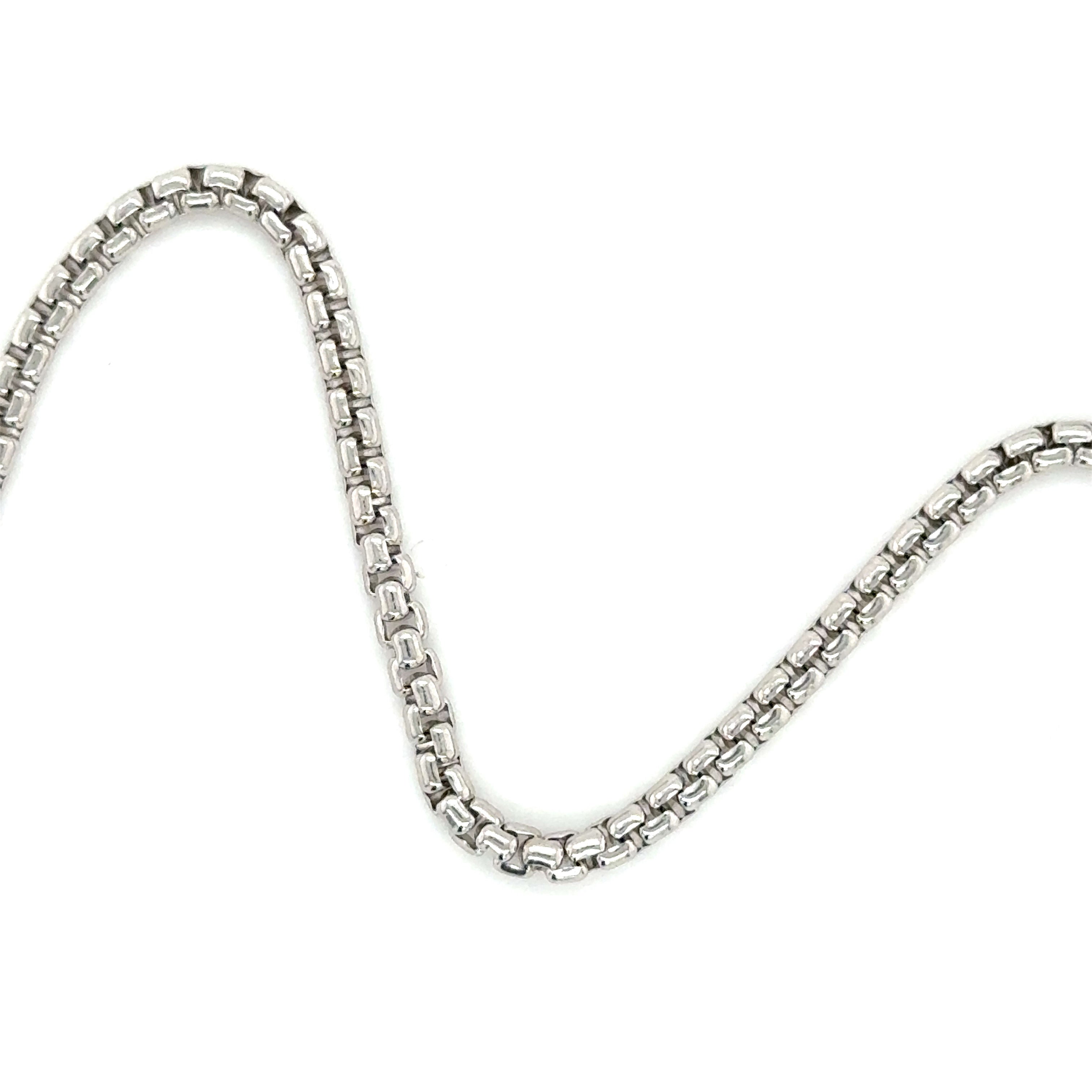 14K Solid White Gold Round Box Necklace Chain