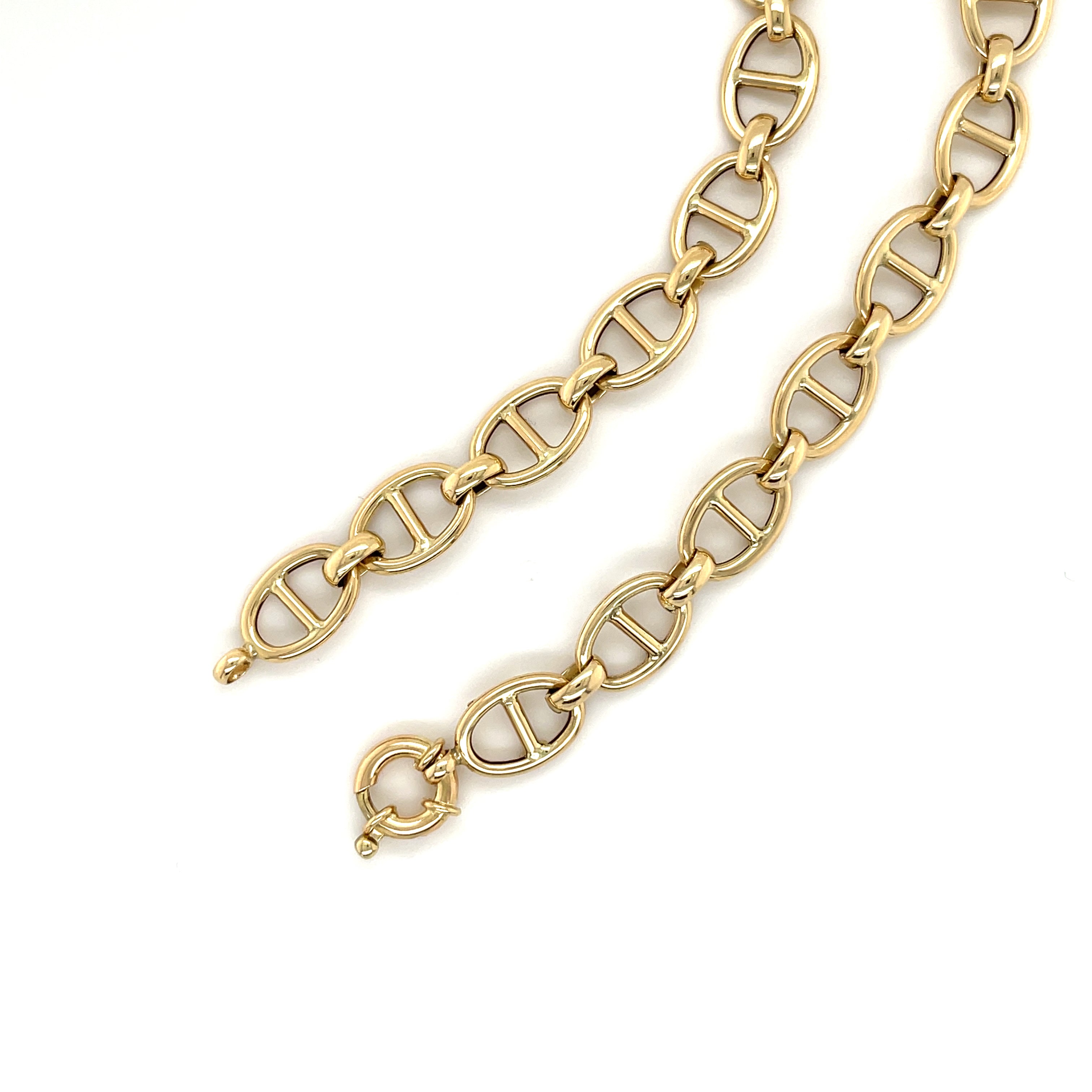 14K Yellow Gold Puffed Mariner Bracelet Women