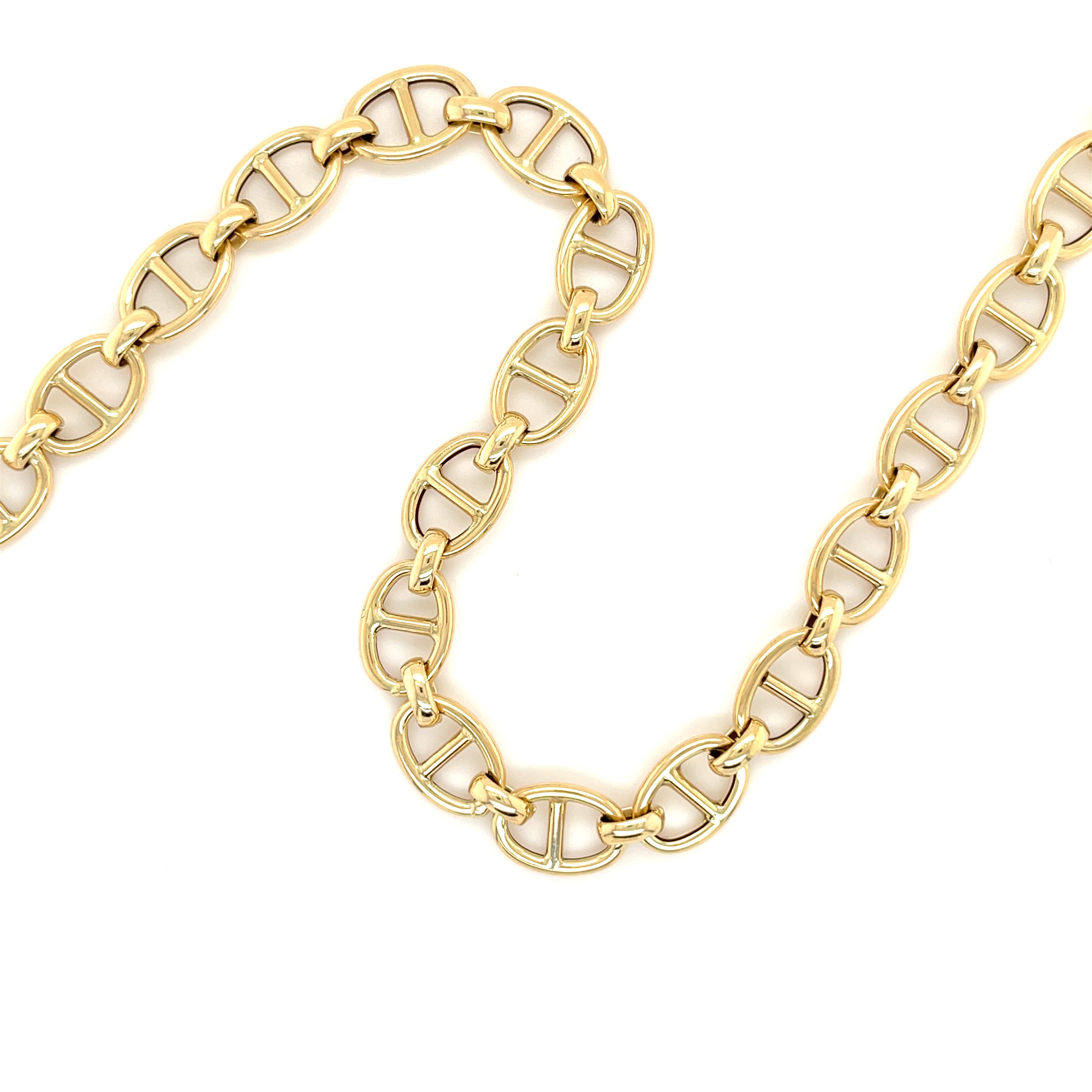 14K Yellow Gold Puffed Mariner Bracelet Women