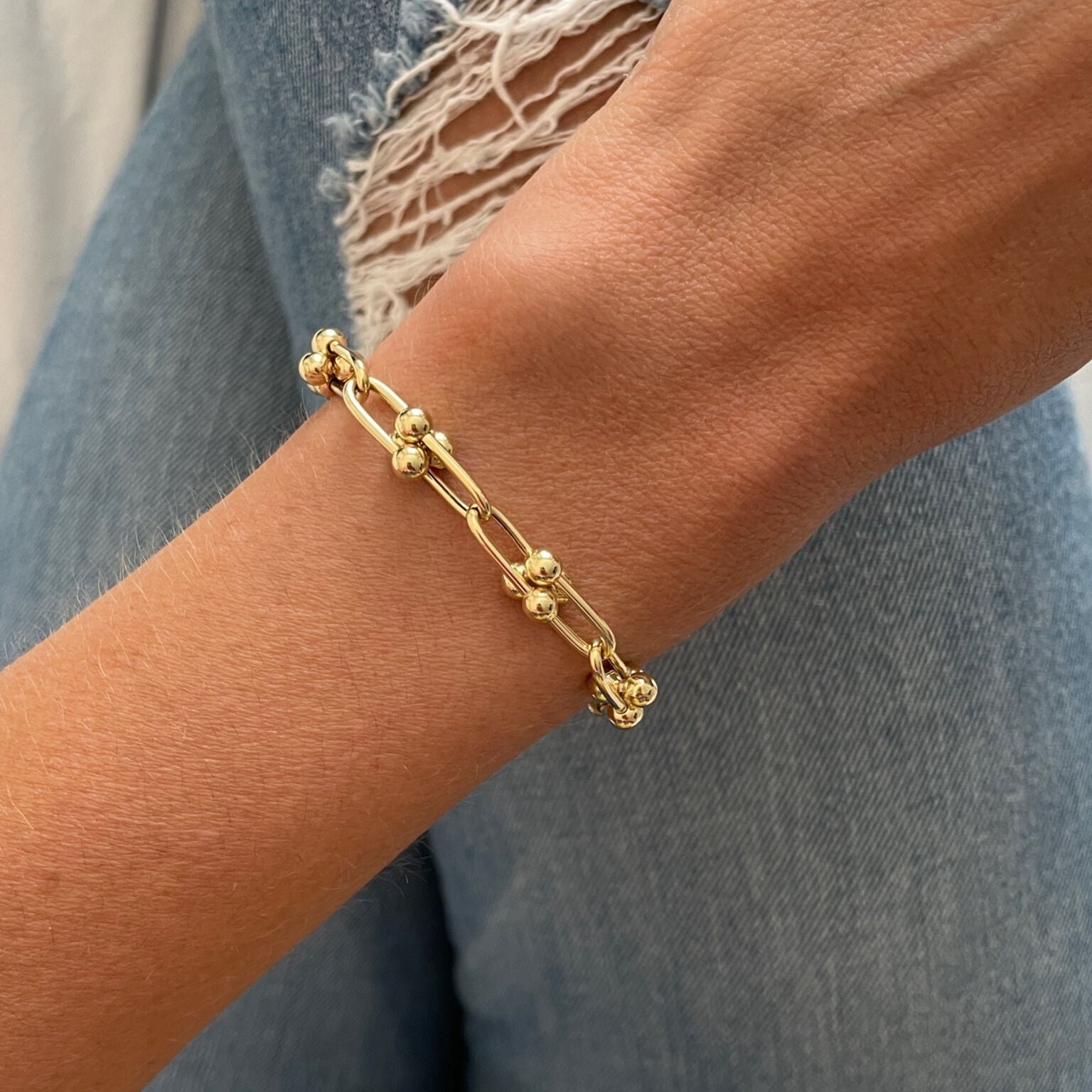 14K Gold U Link Bracelet