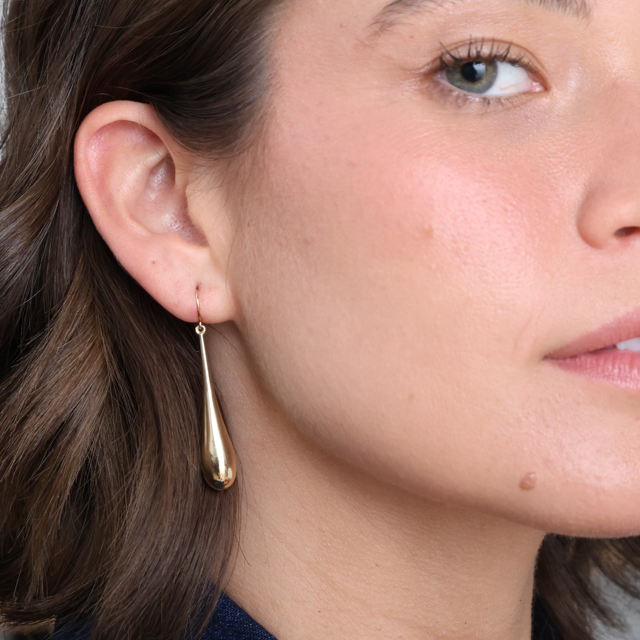 14K Gold Large Teardrop Earrings