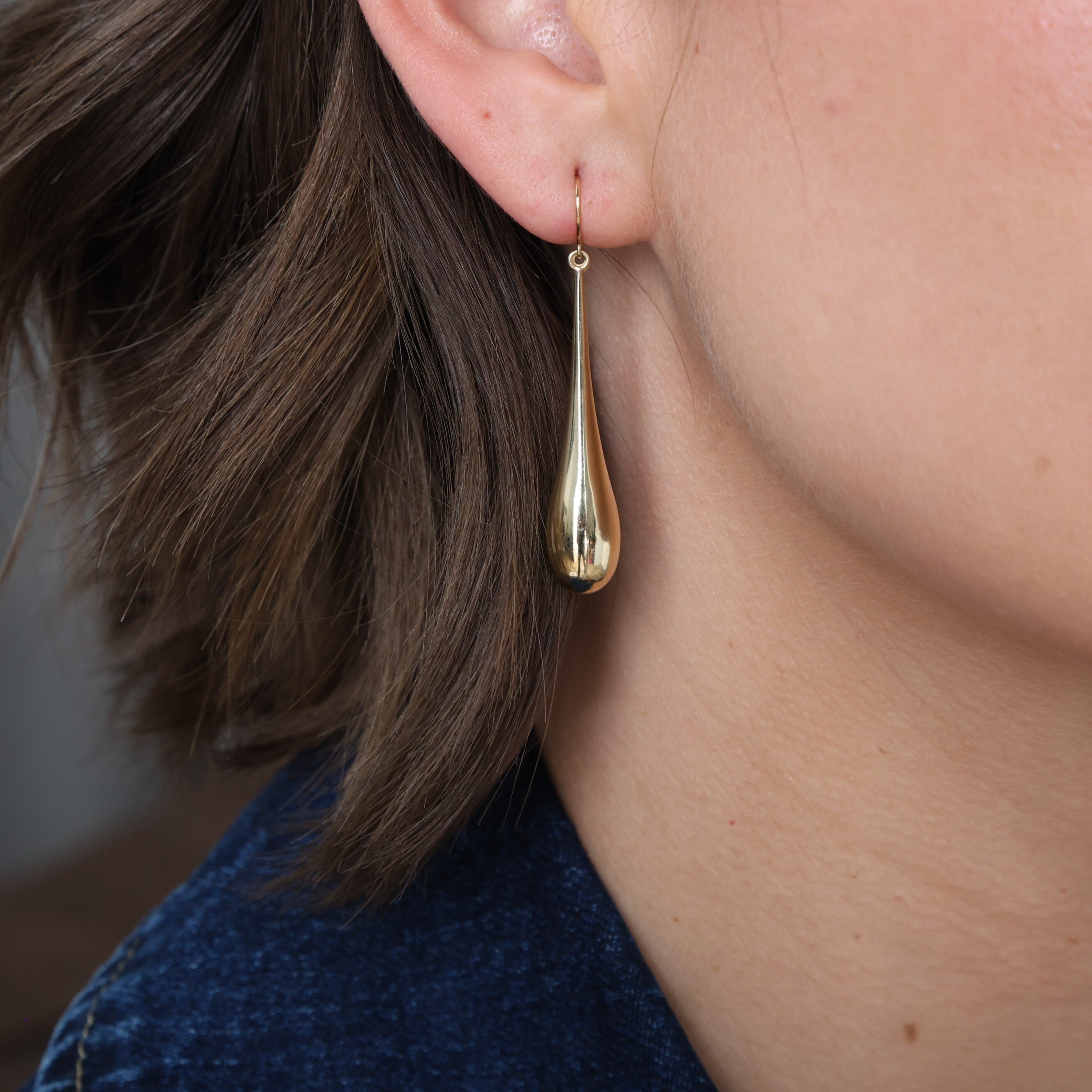 14K Gold Large Teardrop Earrings