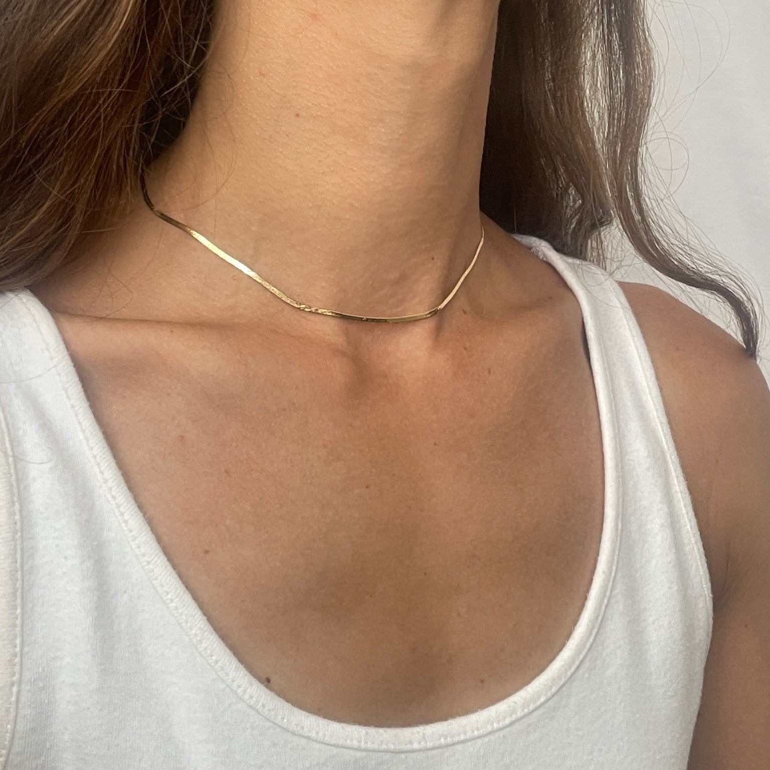 14K Gold Thin Serpentina Herringbone Necklace