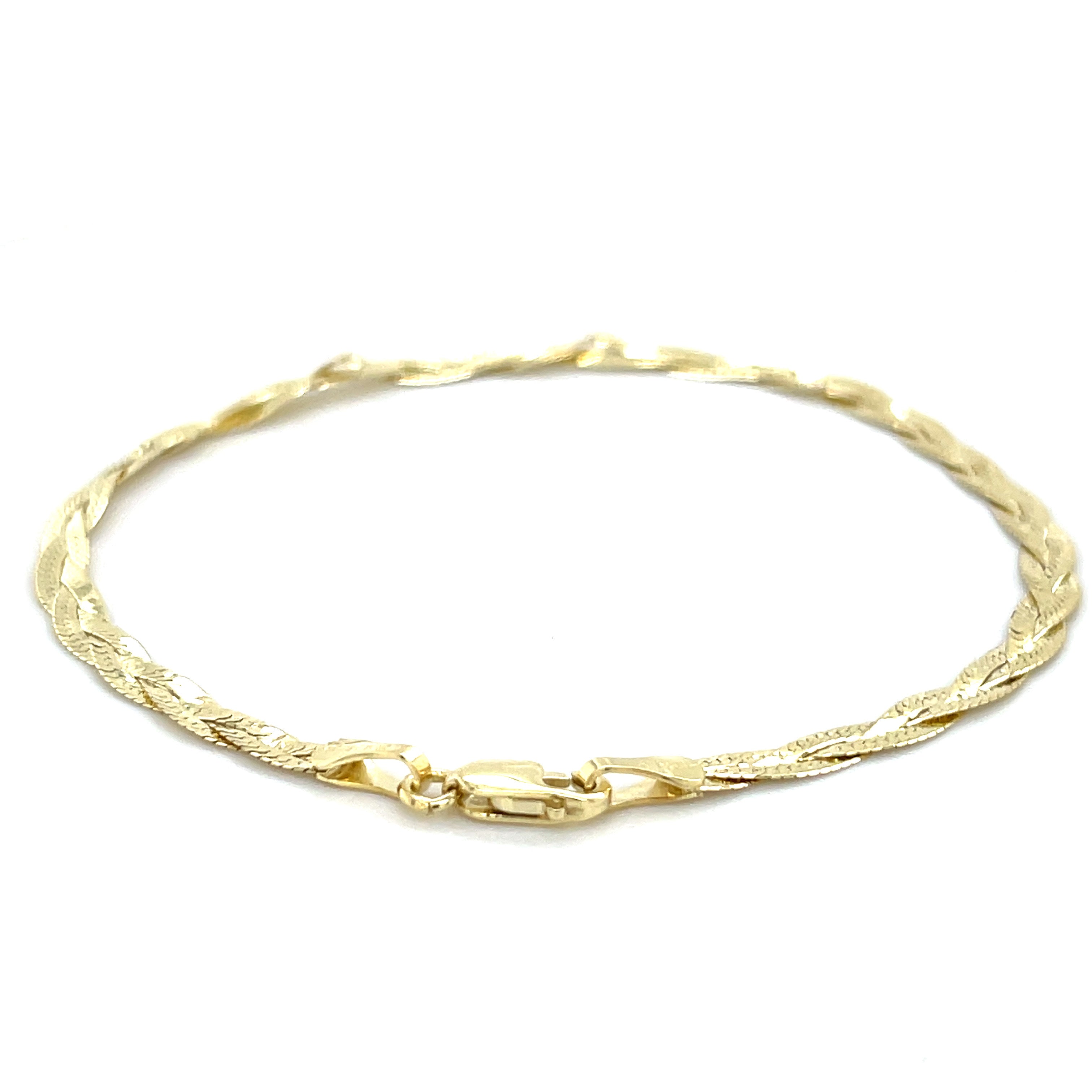 14K Solid Yellow Gold Braided Serpentina Bracelet