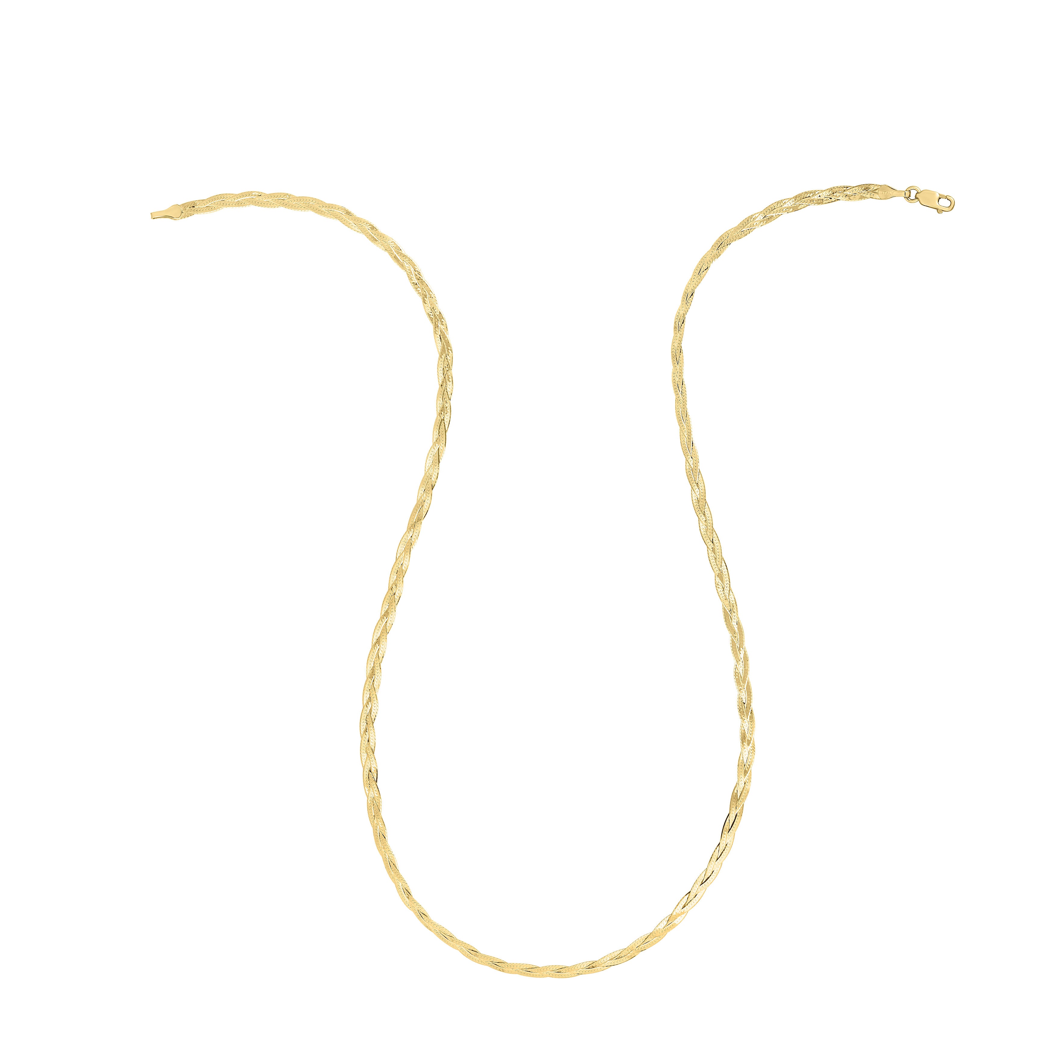14K Yellow Gold Braided Serpentina Chain Necklace