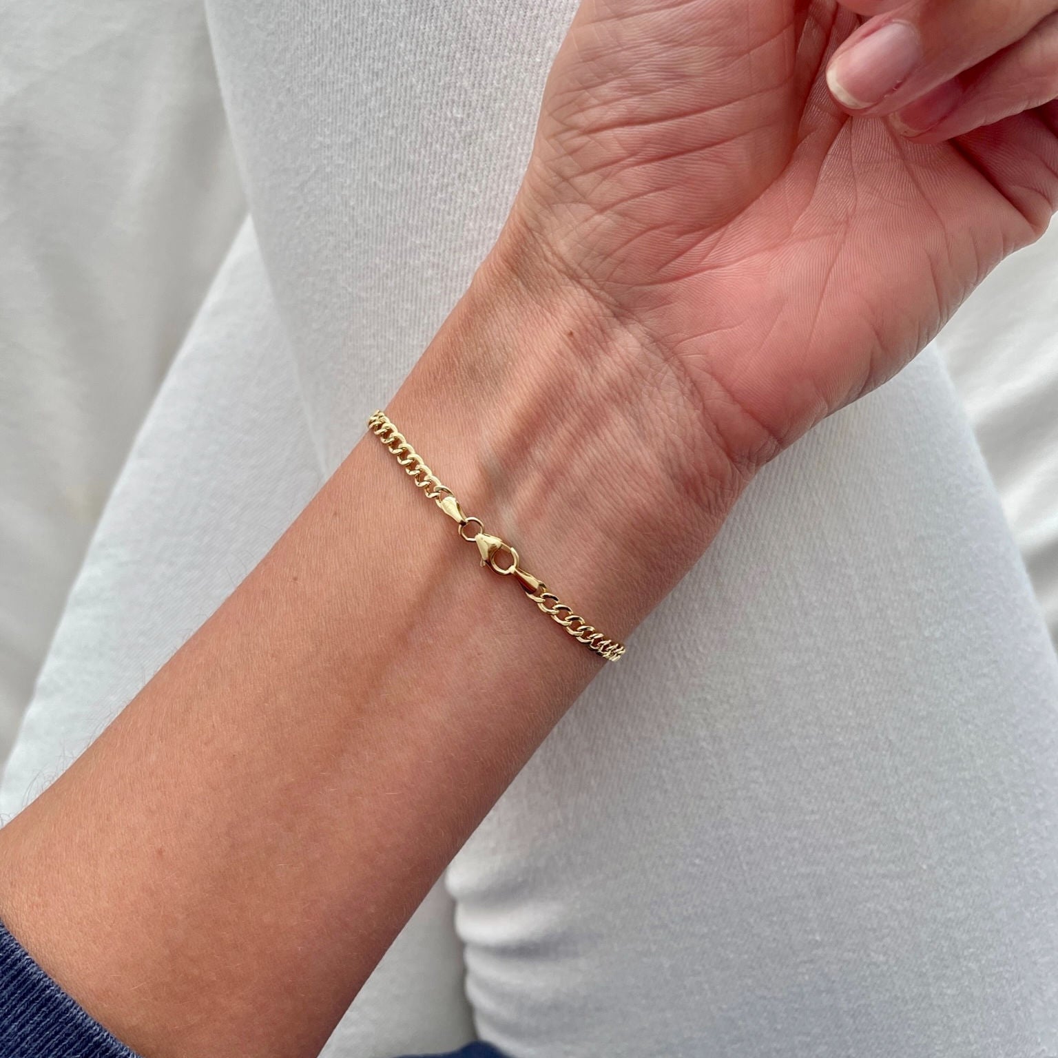14K Gold Curb Love Bracelet