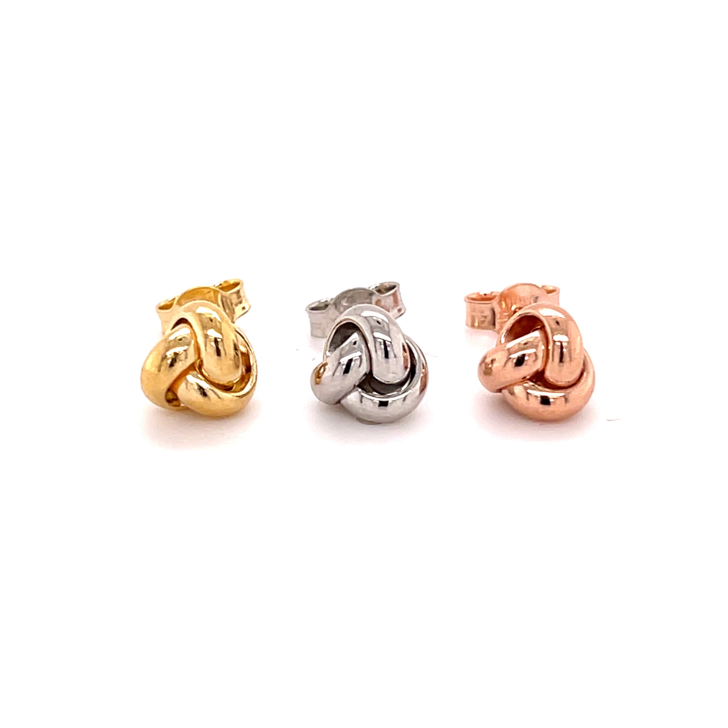 14K Rose Gold Dainty Love Knot Stud Earrings