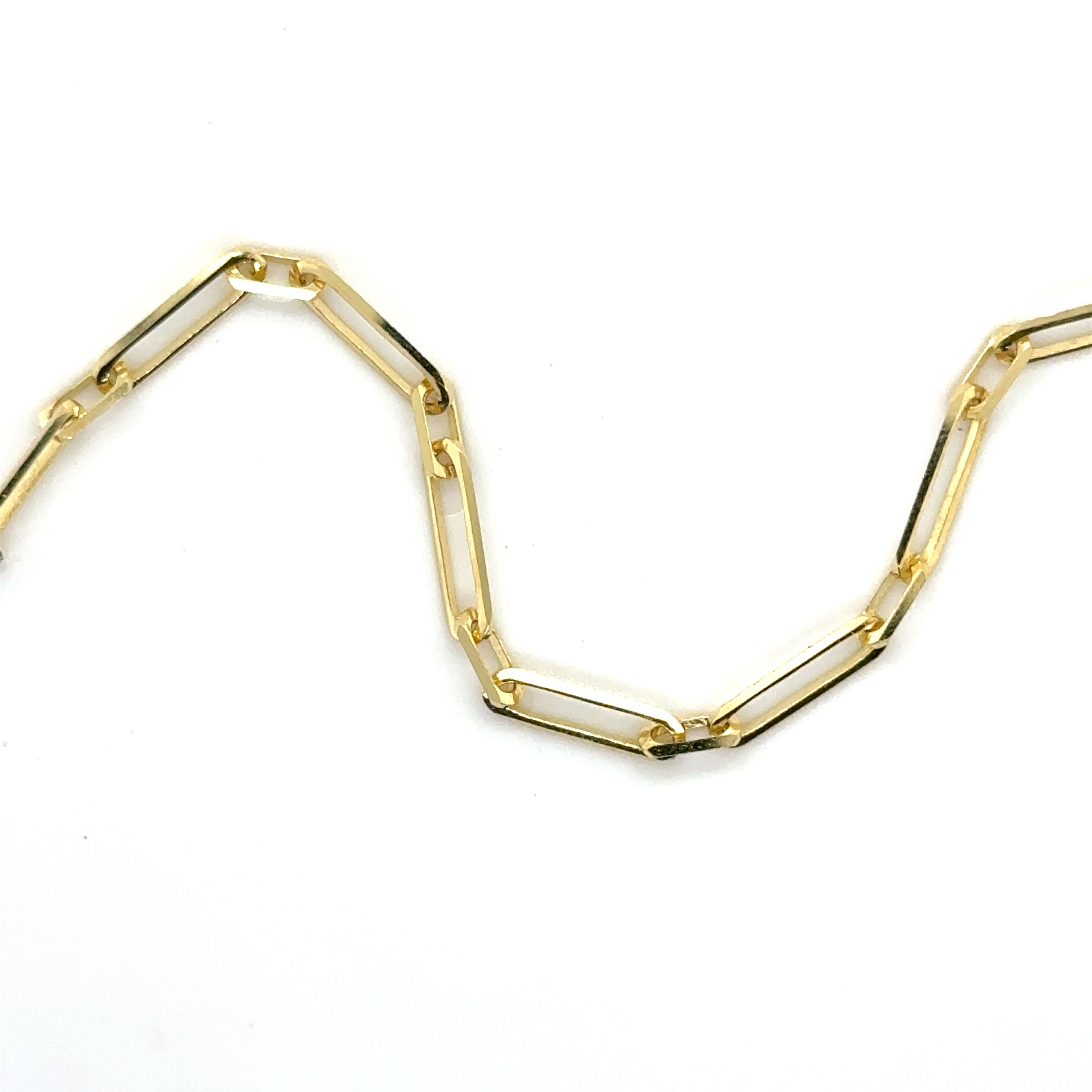 14K Solid Yellow Gold Mixed Paperclip Link Bracelet