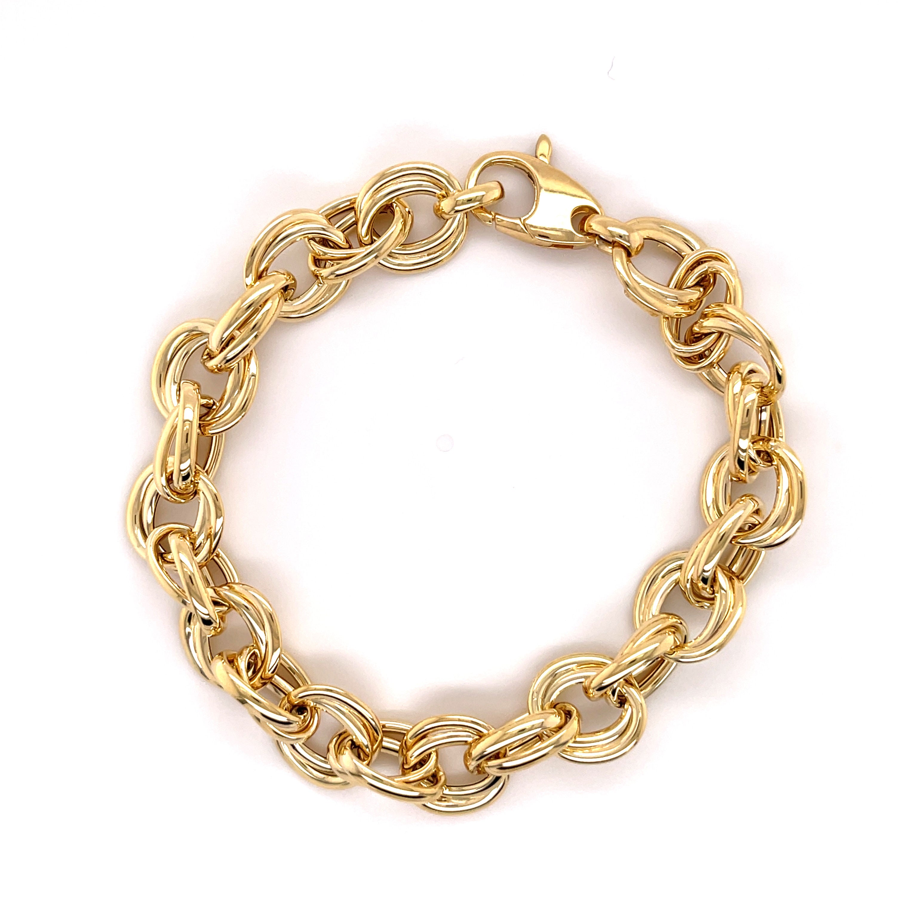 14K Yellow Gold Chunky Double Link Chain Bracelet