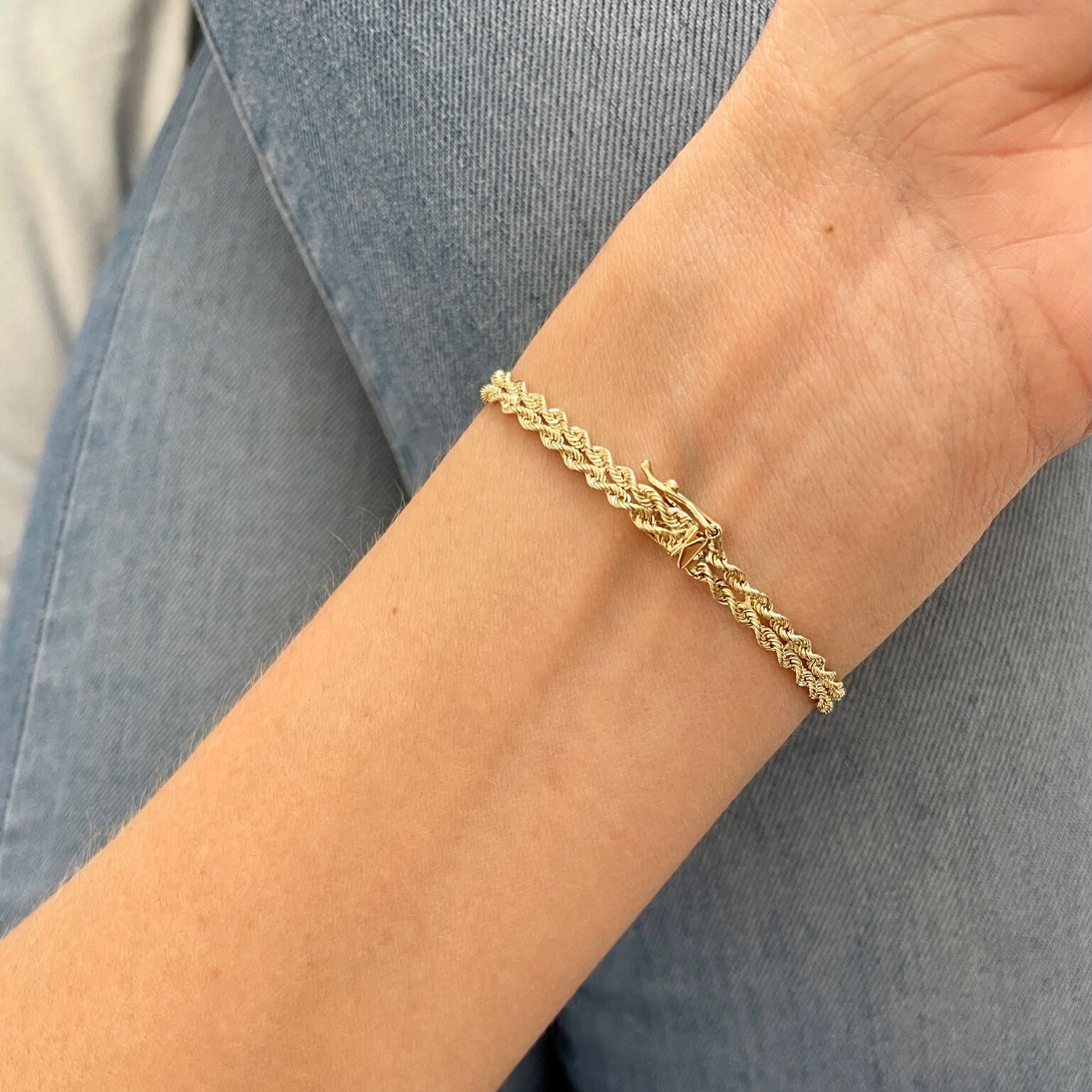 Silver and 14K popular Double Rope Bracelet