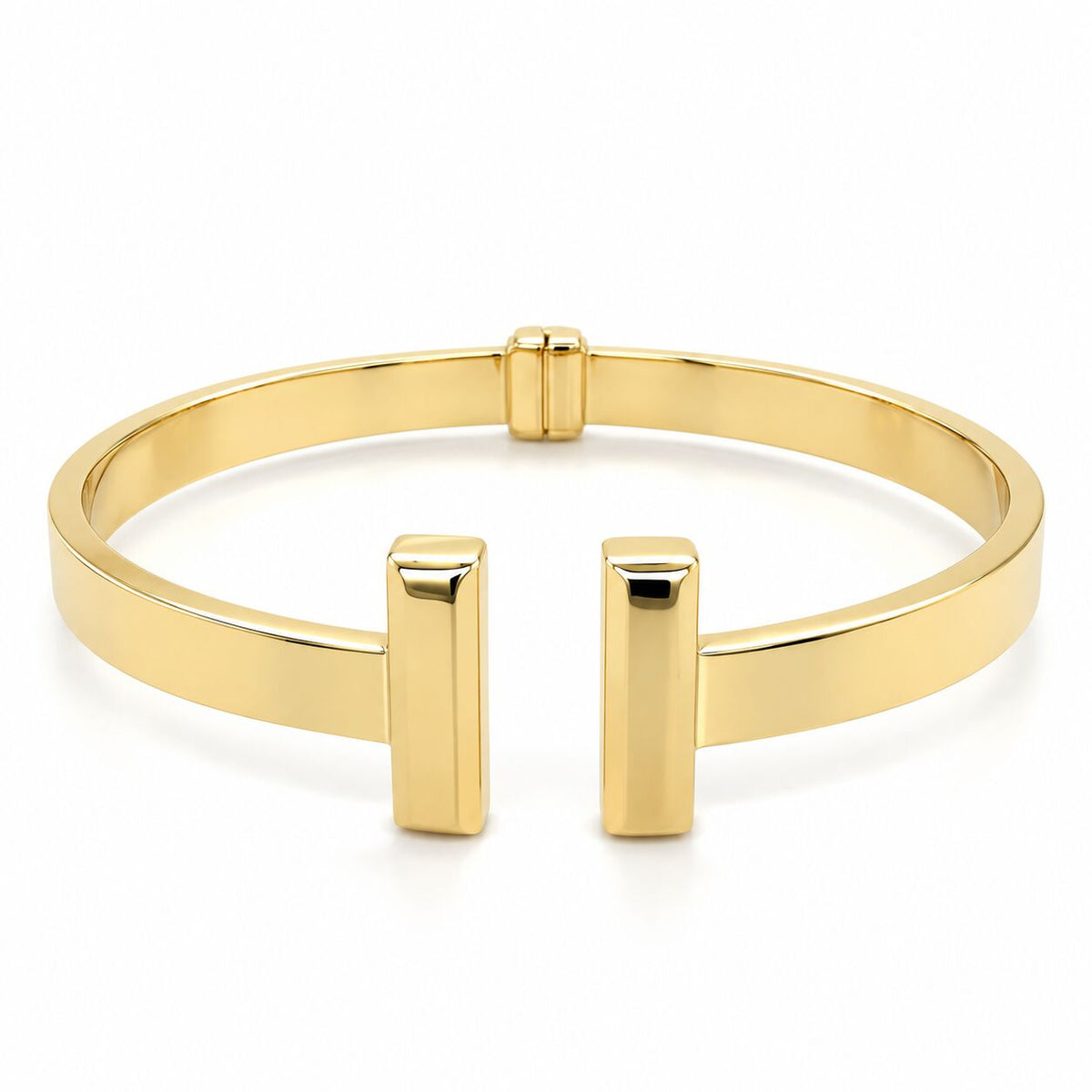 14K Yellow Gold T-Bar Hinged Cuff Bangle, 6mm