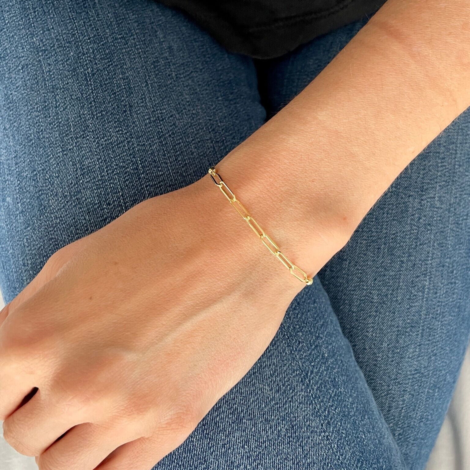 14K Gold Paperclip Friendship Bracelet
