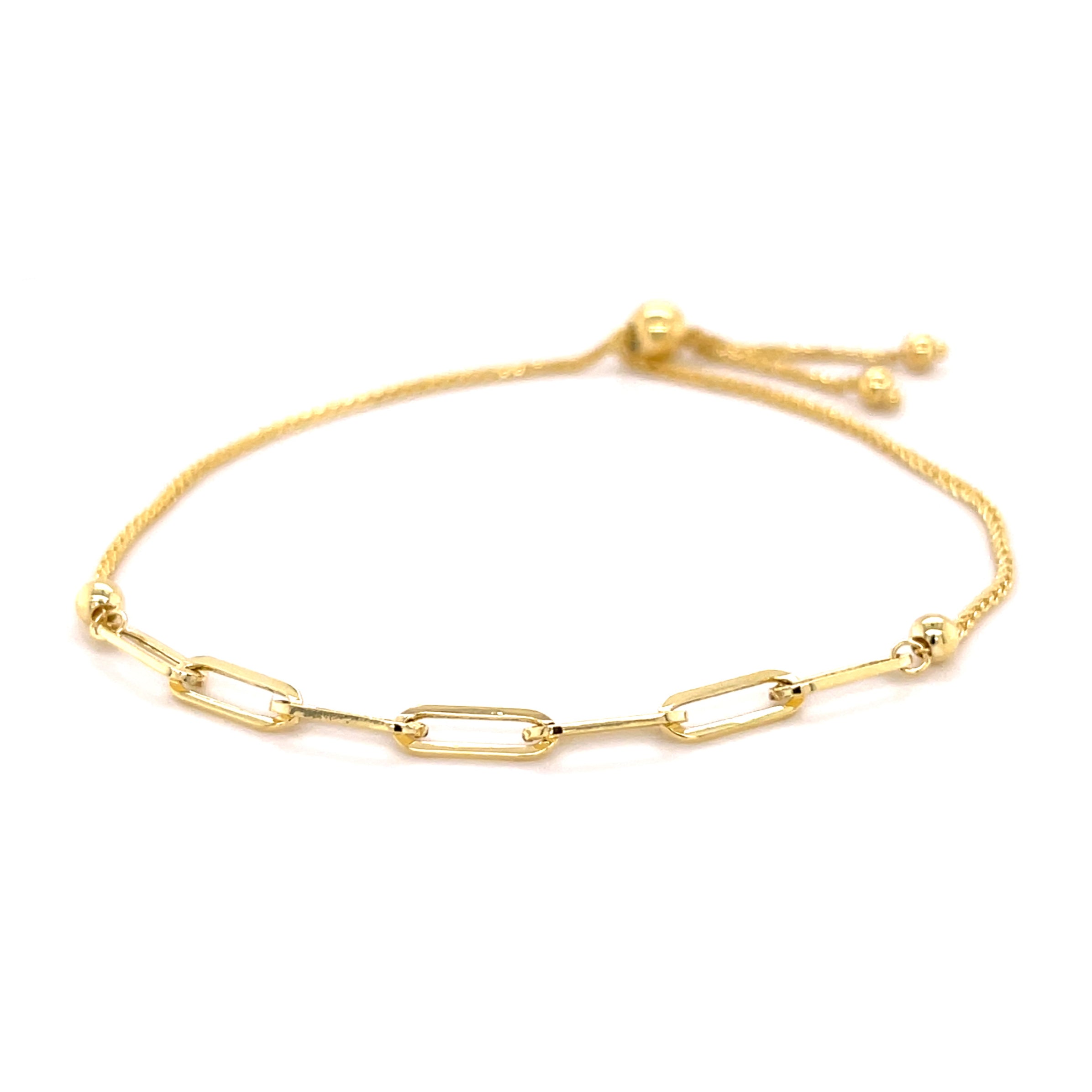 14K Gold Paperclip Friendship Bracelet