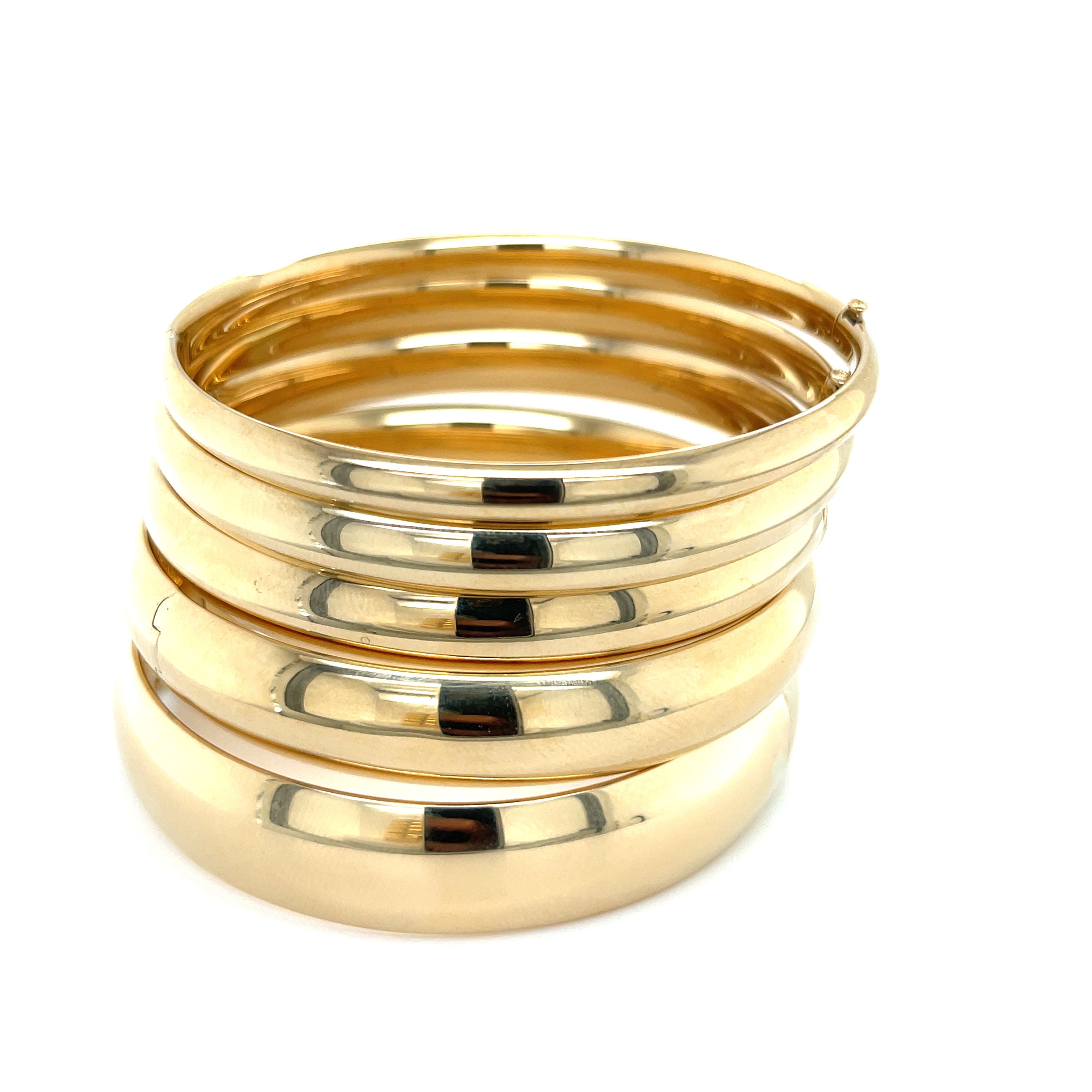 14k yellow gold hinged bangle bracelets