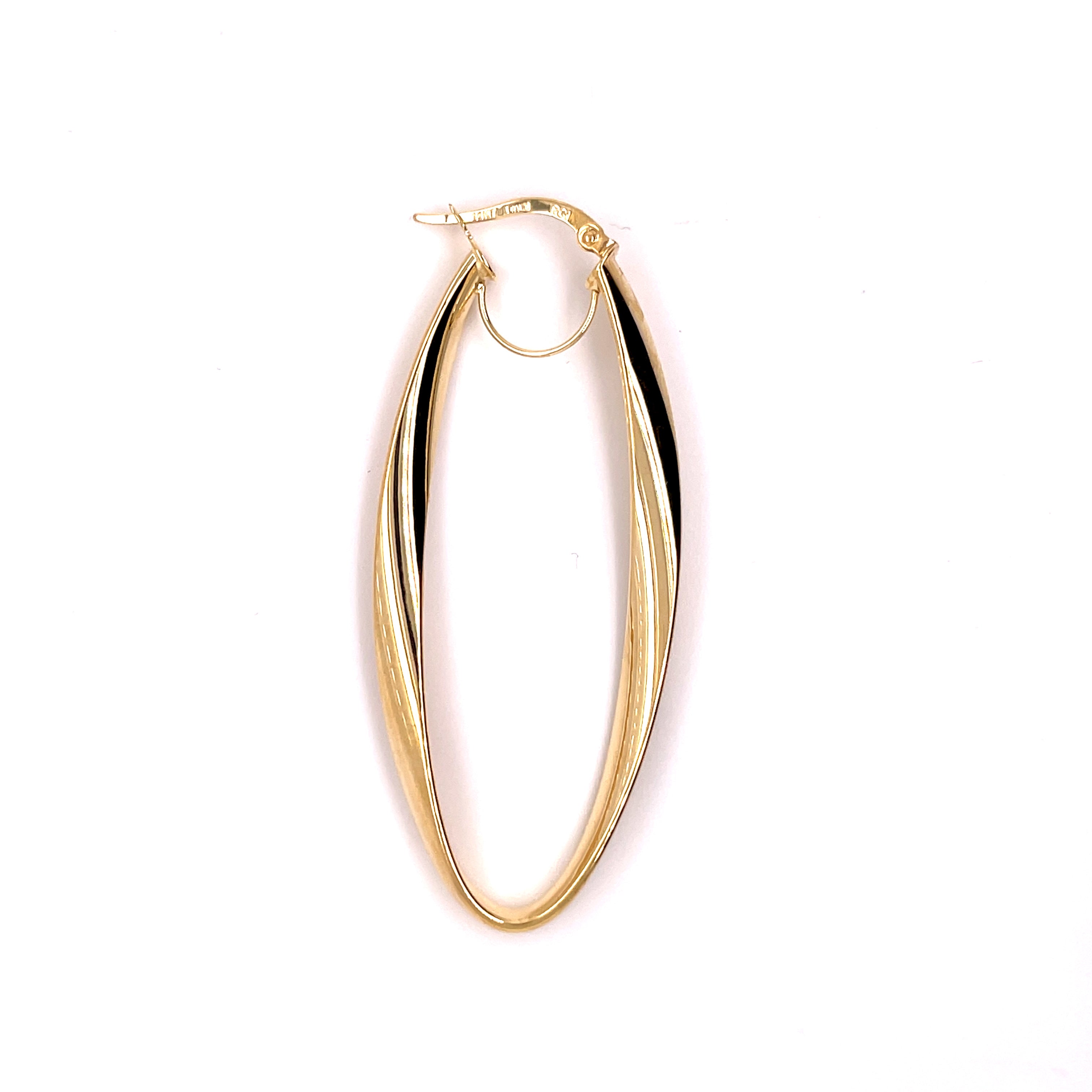 14K Gold Large Twist Oval Hoop Earring Set