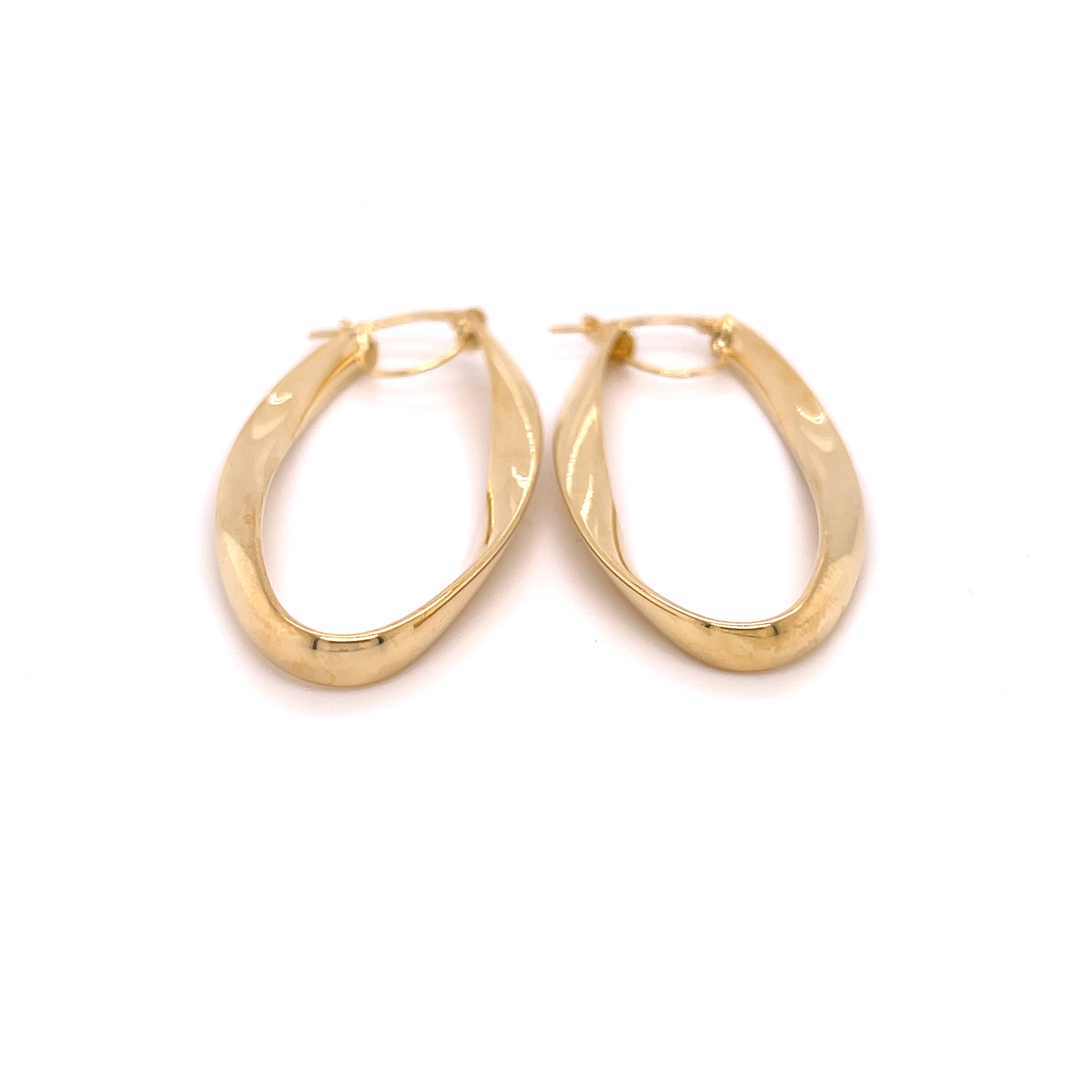 14K Gold Large Twist Oval Hoop Earring Set