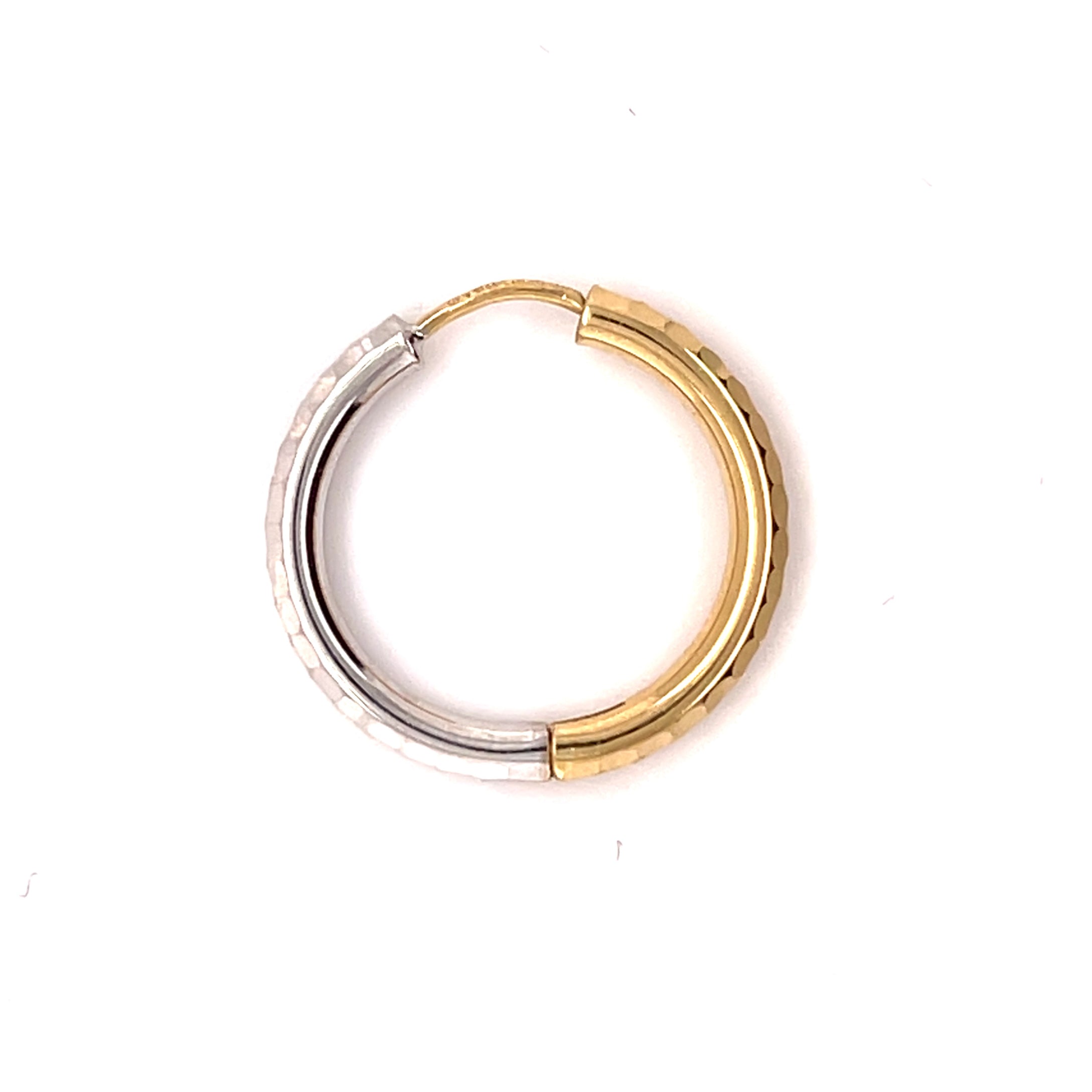 14K Two Tone Diamond Cut Hoops