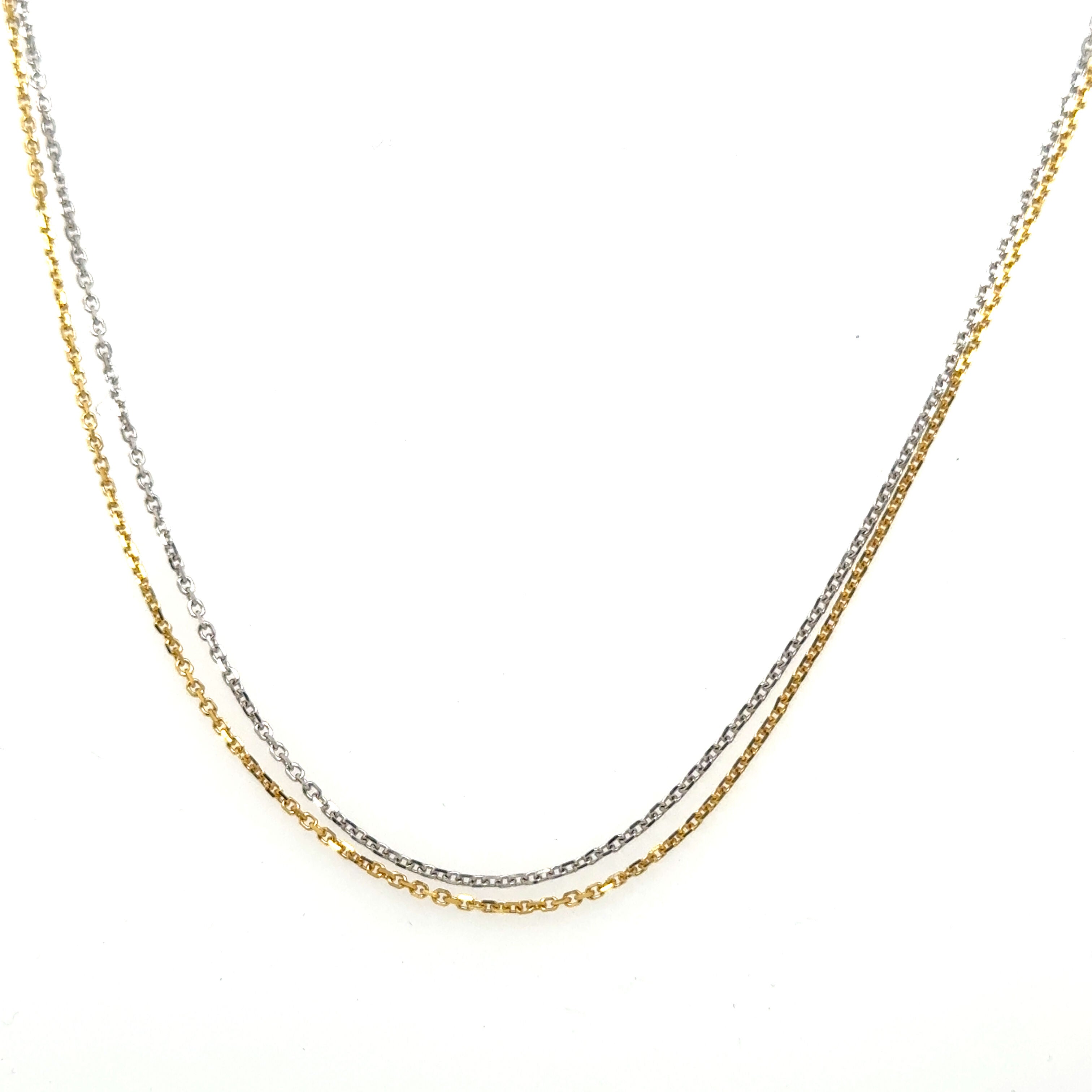 14K Two Tone Gold Double Stand Cable Necklace