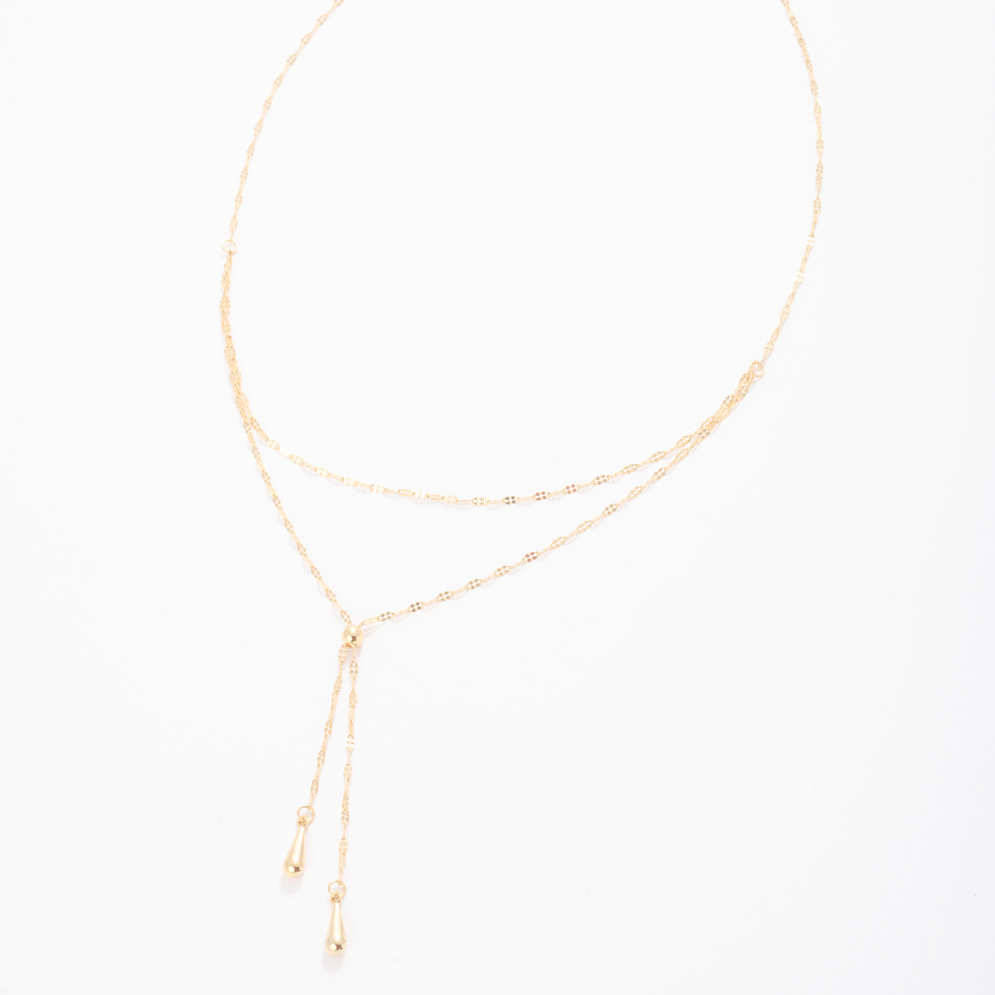 14K Gold Layered Lariat Necklace