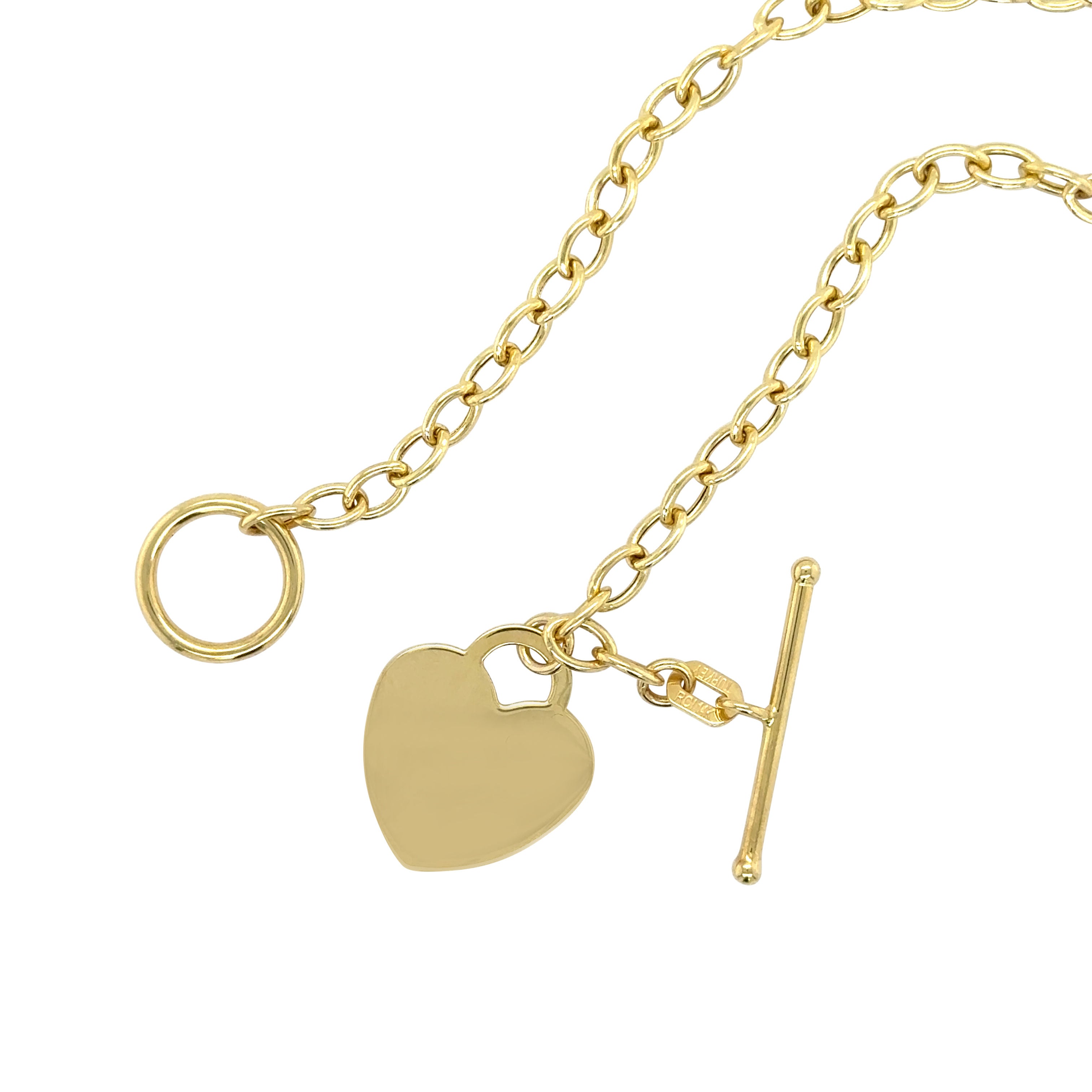 14K Yellow Gold Heart Charm Toggle Necklace