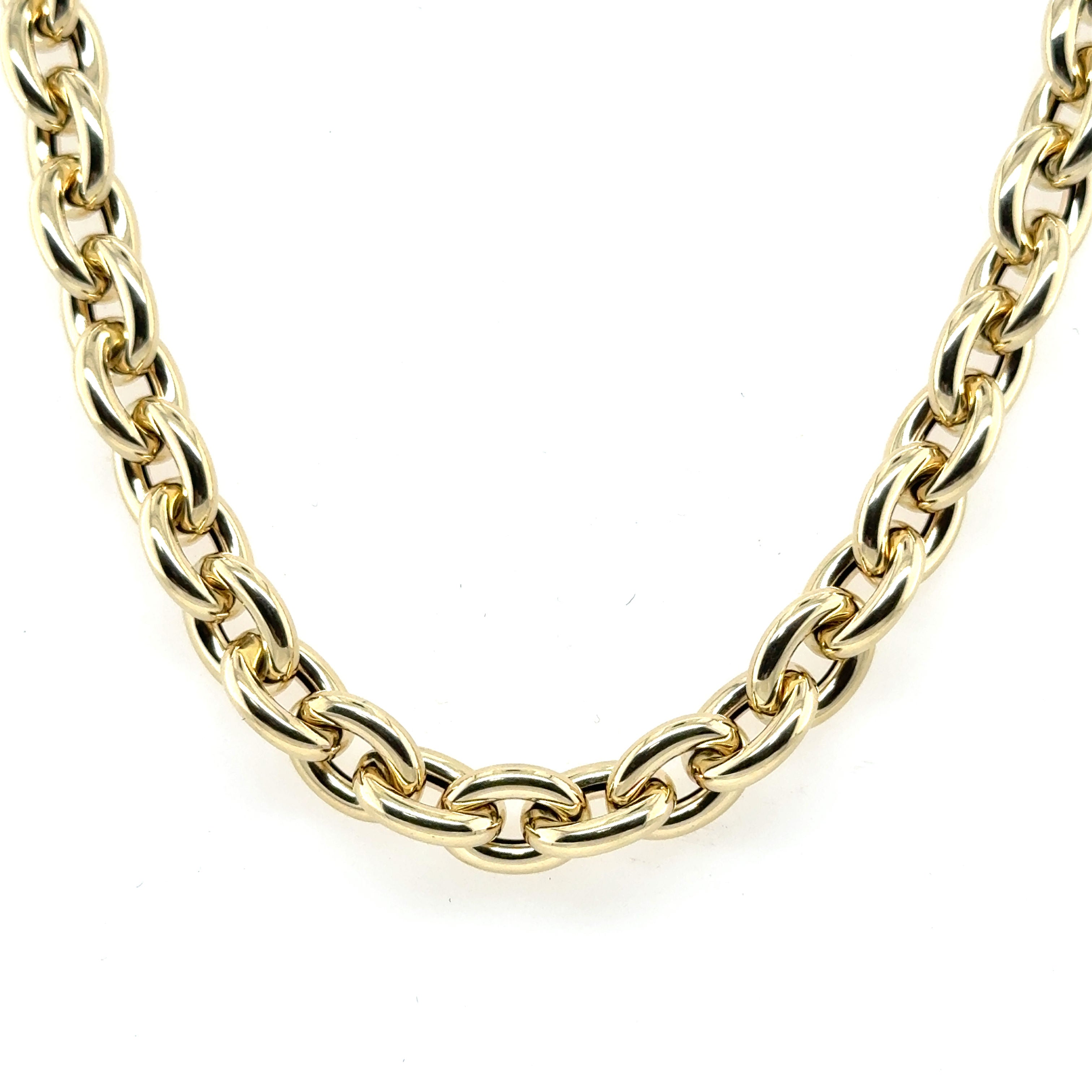 14K YELLOW GOLD THICK ROLO NECKLACE ROUND LINK WOMEN