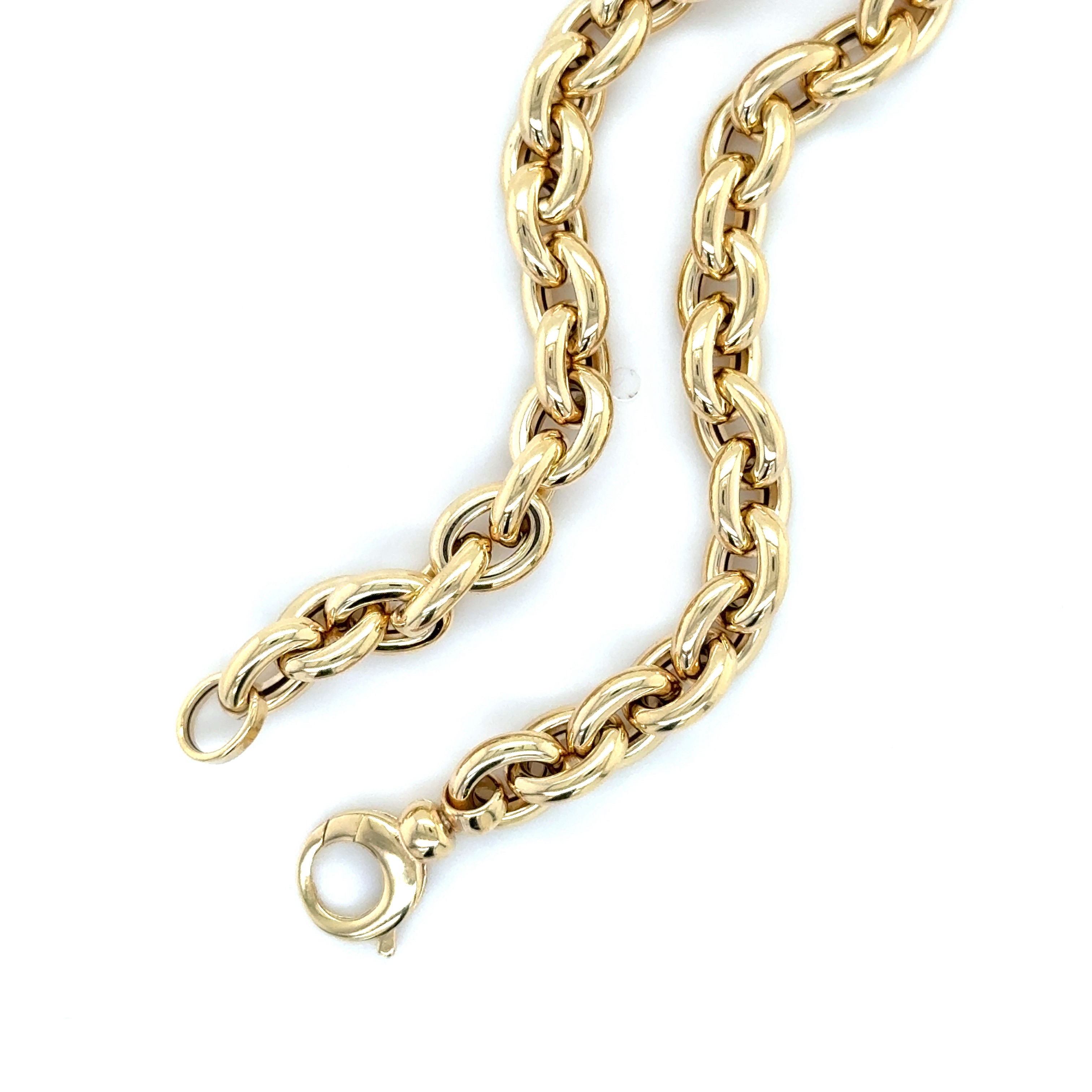 14K Yellow Gold 6.2 mm Rolo Link Chain Necklace Women