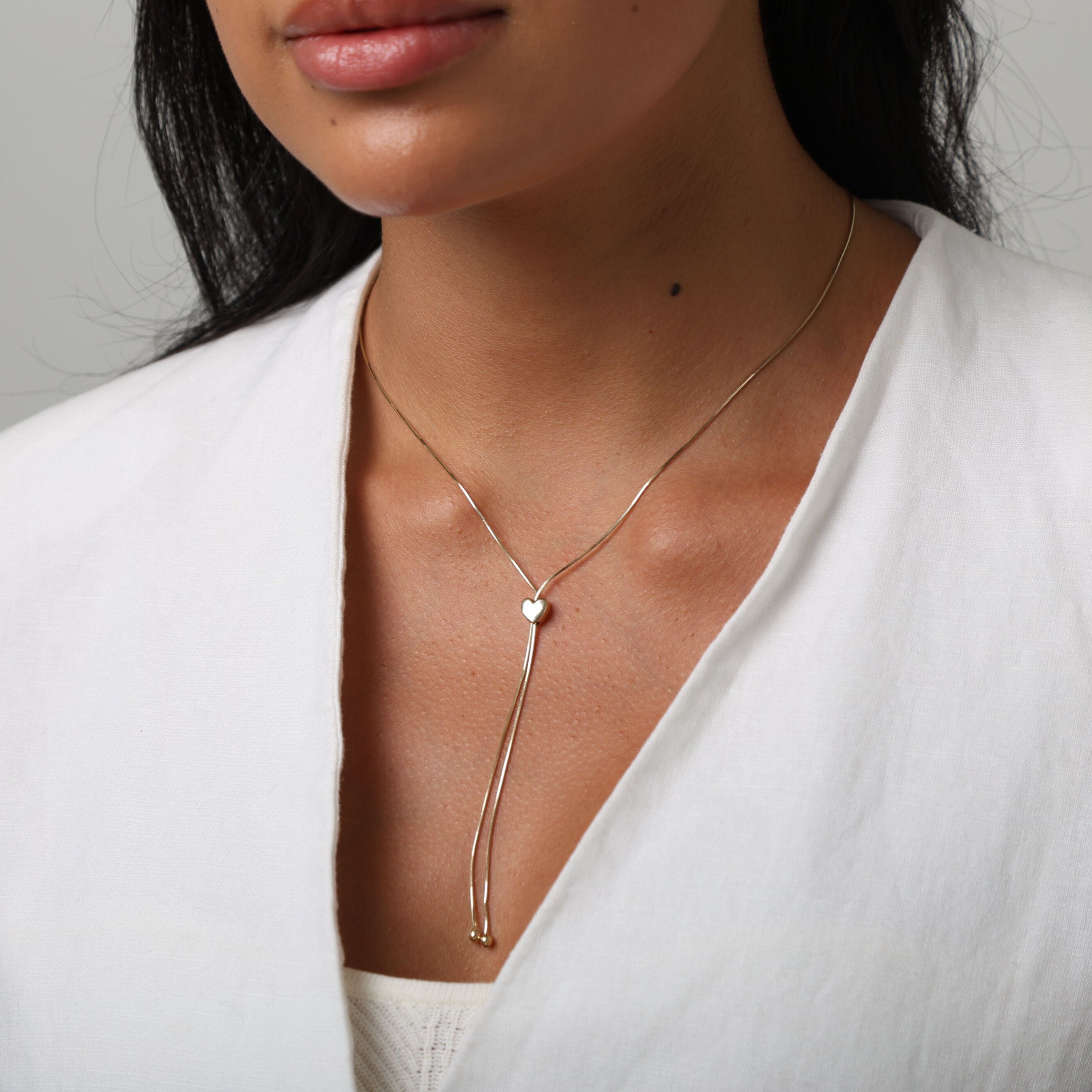 14K Gold Snake Chain Lariat Necklace