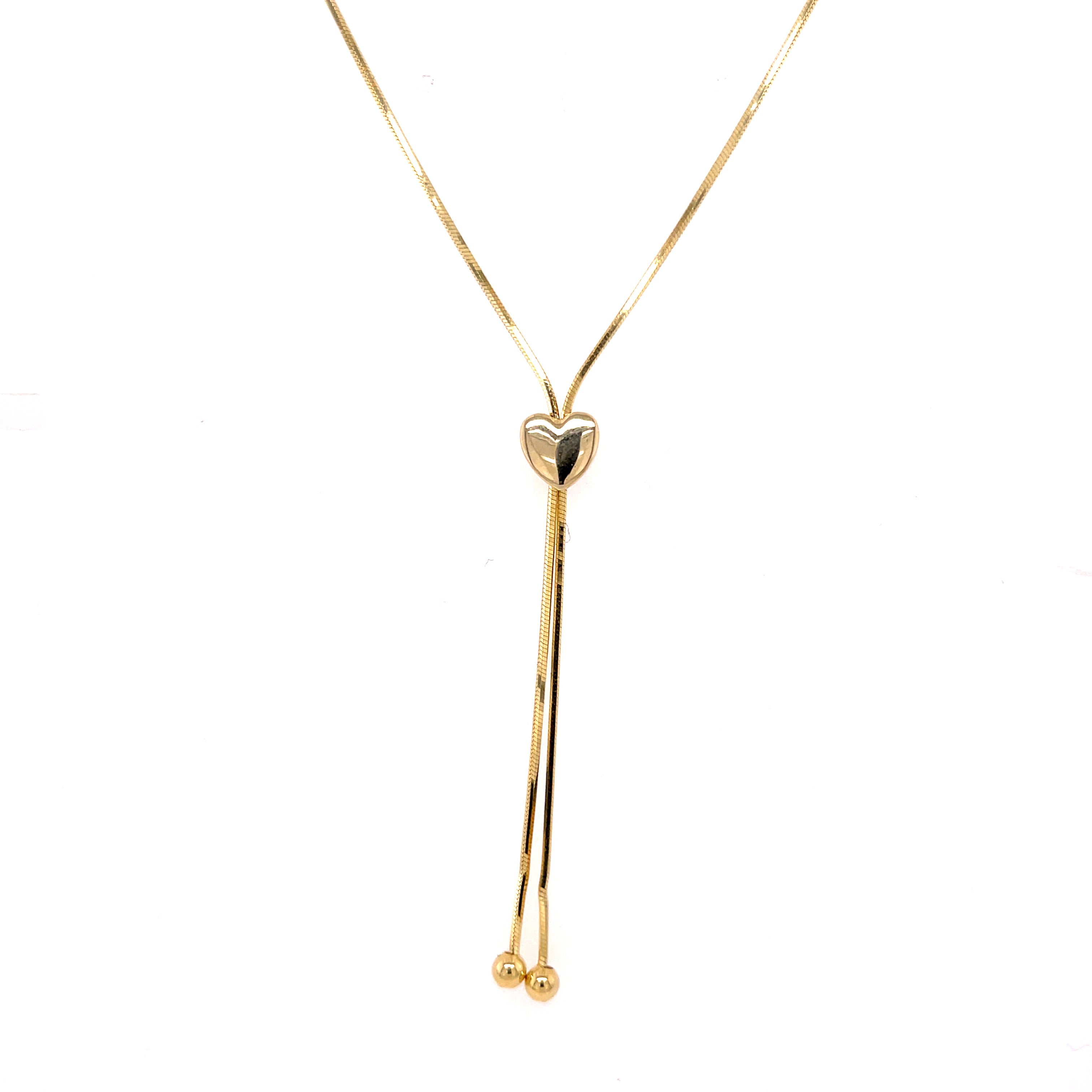 14K Gold Snake Chain Lariat Necklace