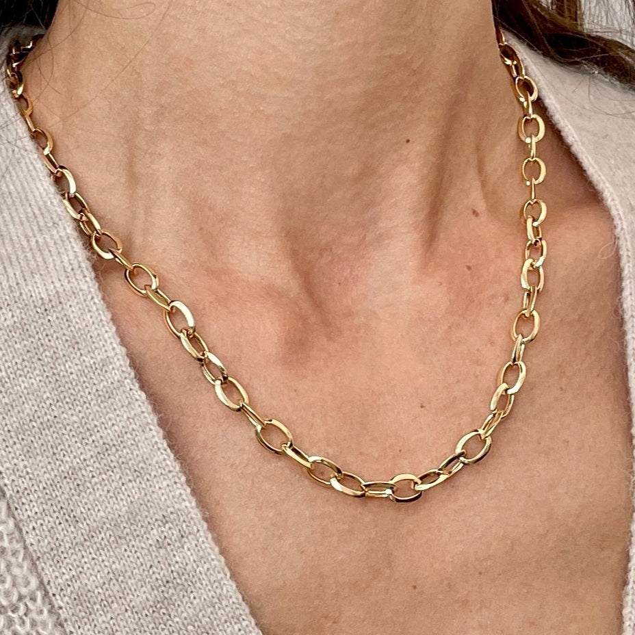 14K Gold Classic Oval Link Necklace