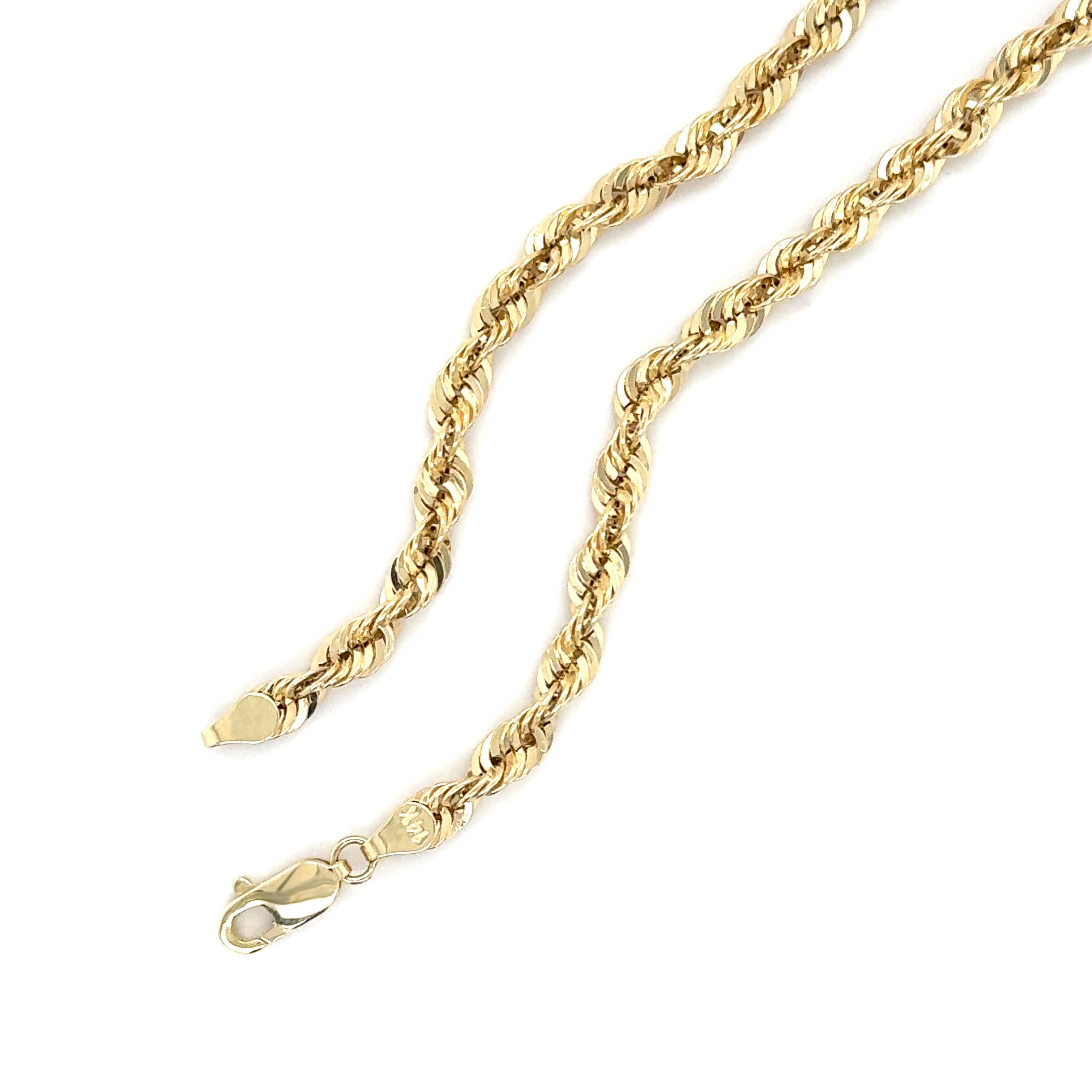 14K YELLOW GOLD THICK ROPE CHAIN NECKLACE WOMEN