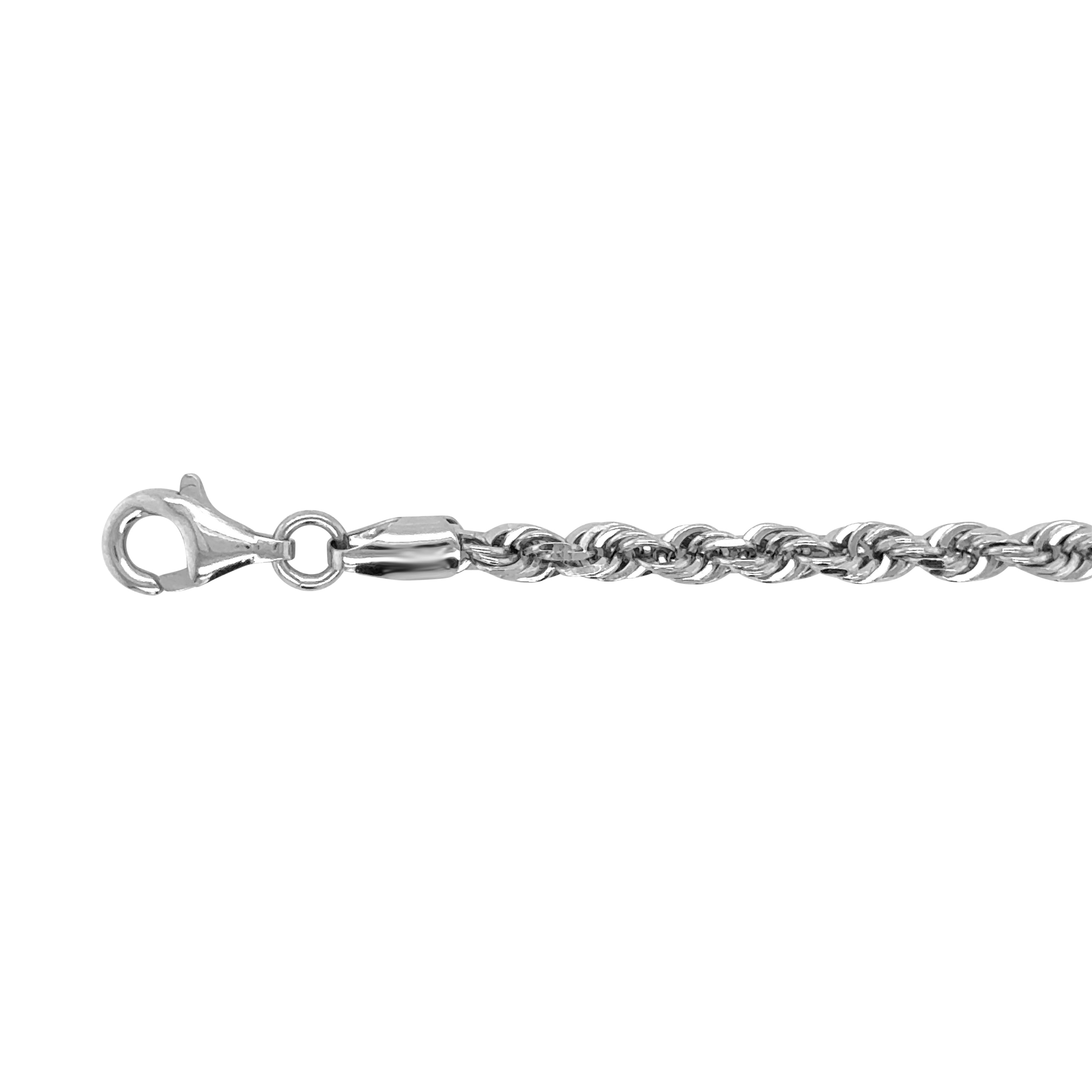 14K White Gold Diamond Cut Rope Necklace