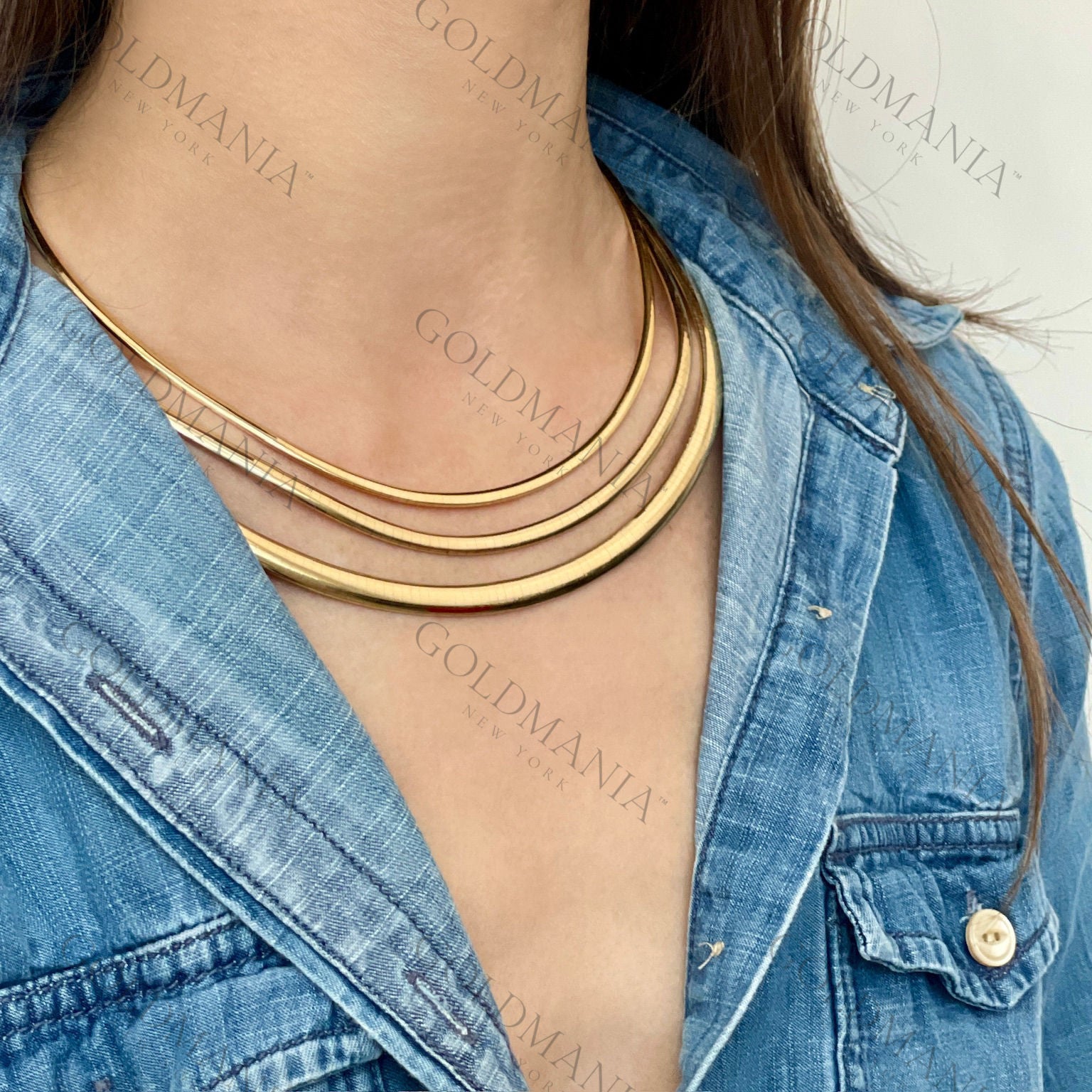 14K SOLID YELLOW GOLD OMEGA NECKLACE
