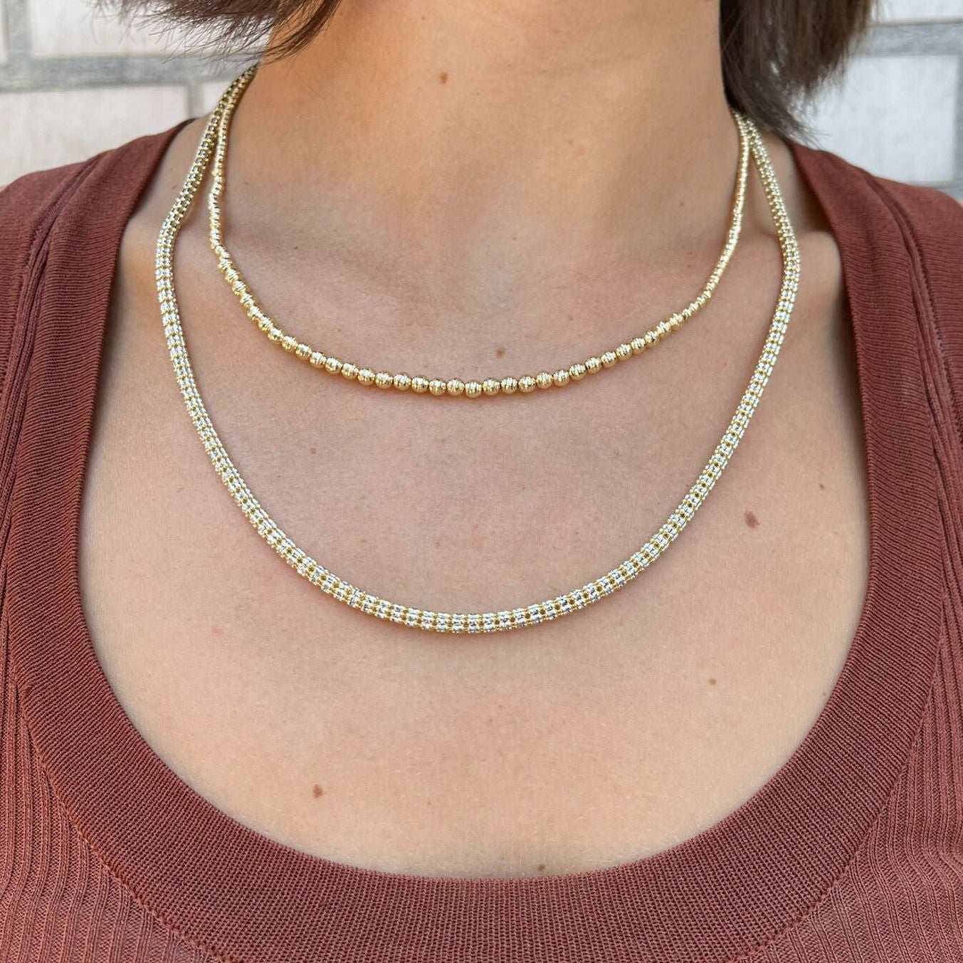 14K Two Tone Gold Ice Shimmer Necklace