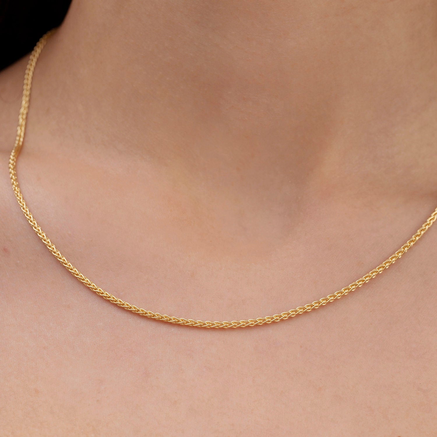 14k gold wheat necklace