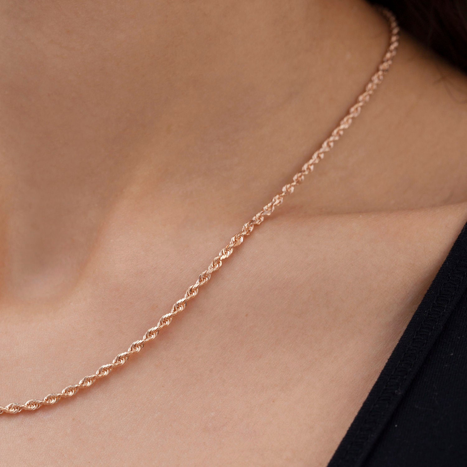 14k rose gold rope chain