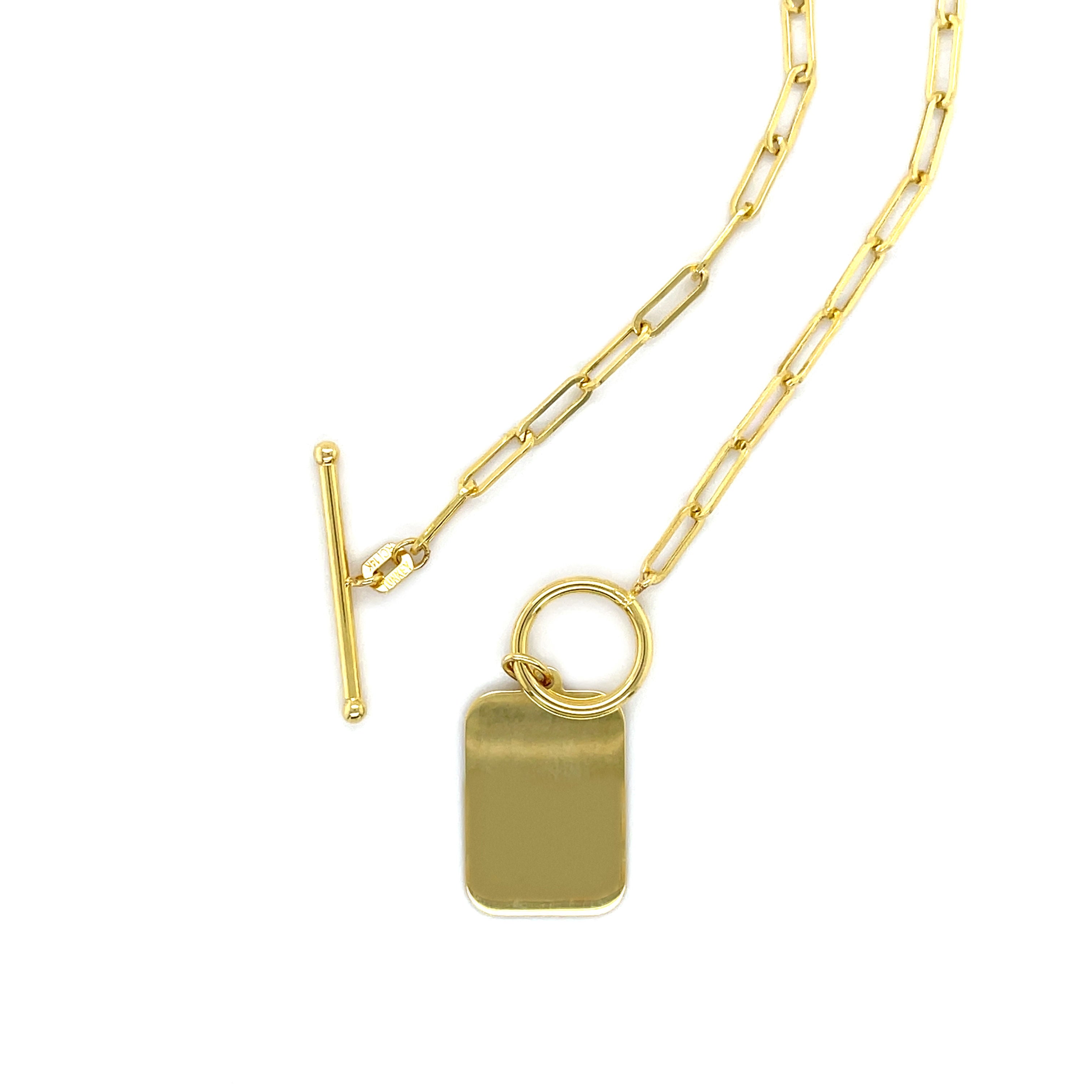 14K Gold Toggle Tag Necklace