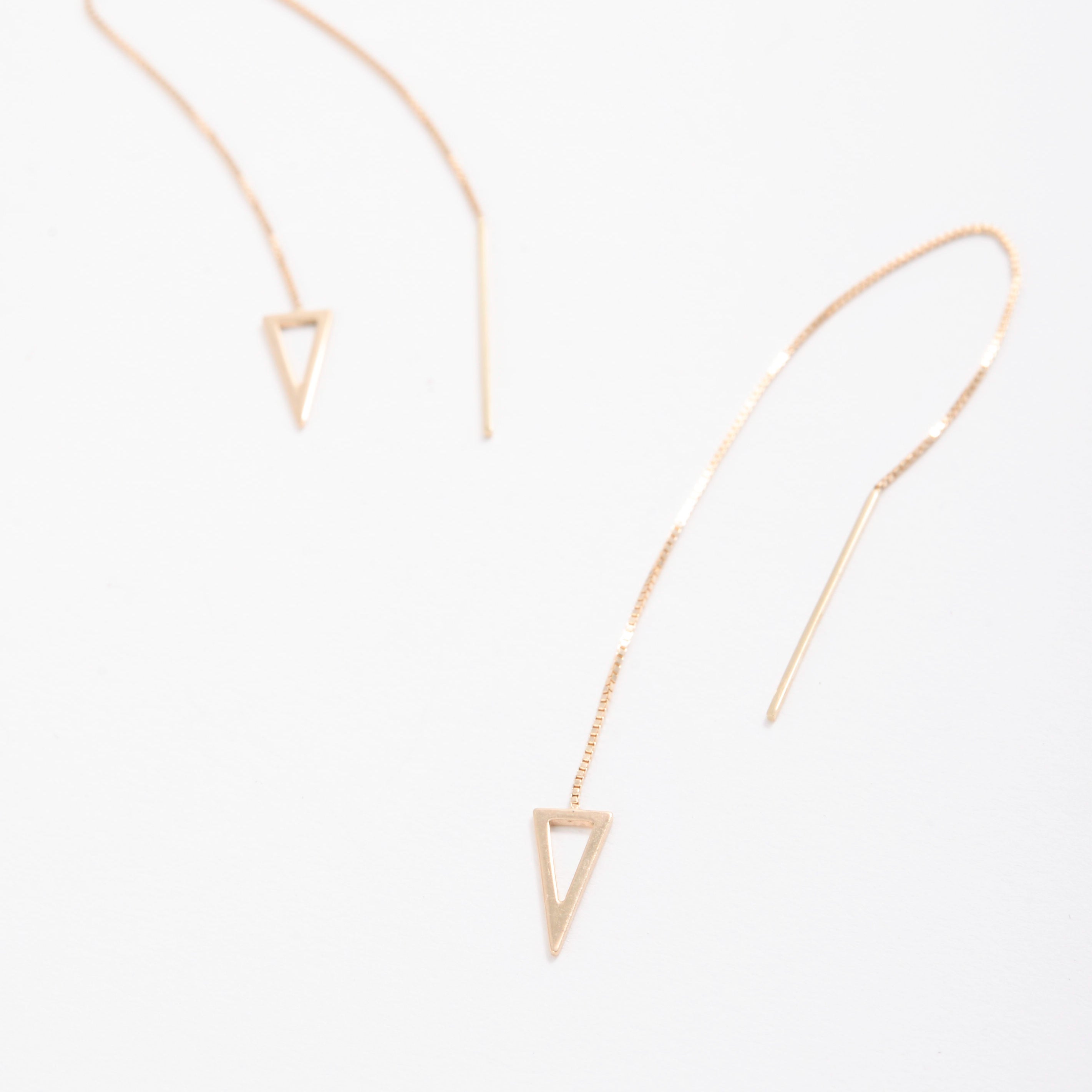 14K Gold Open Triangle Threader Earrings