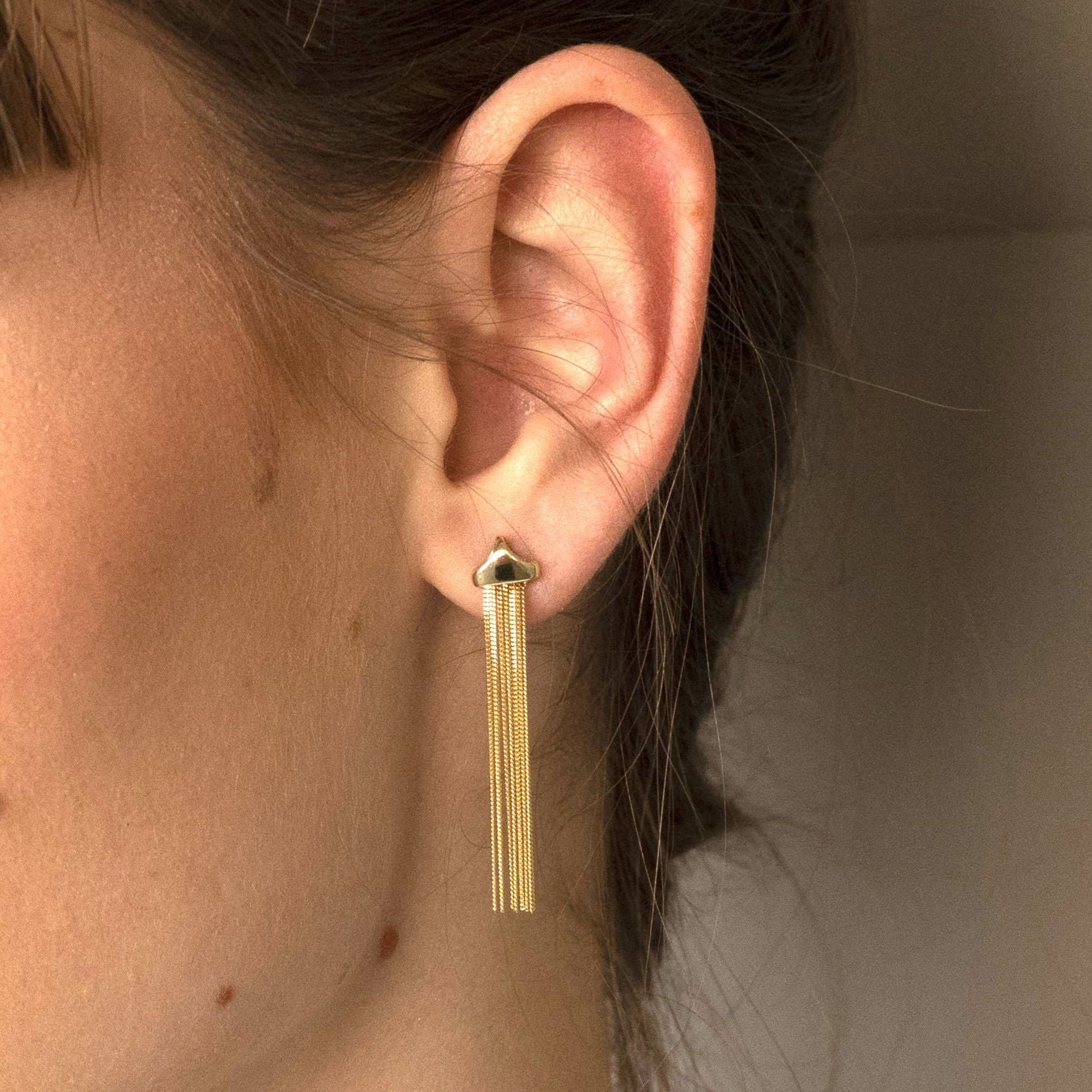 14K Gold Fringe Drop Earrings